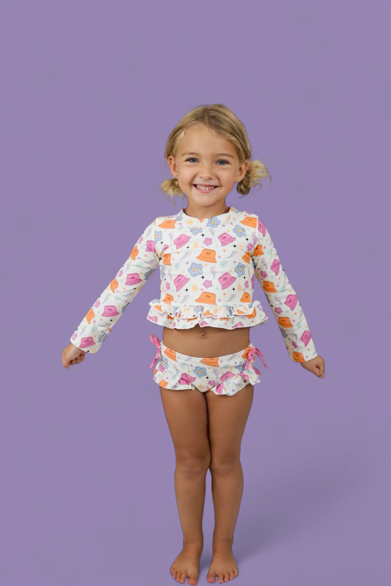 BEACH FOR DAISIES DREAM TWO-PIECE RASH GUARD RUFFLE SWIM SUIT - Image 9
