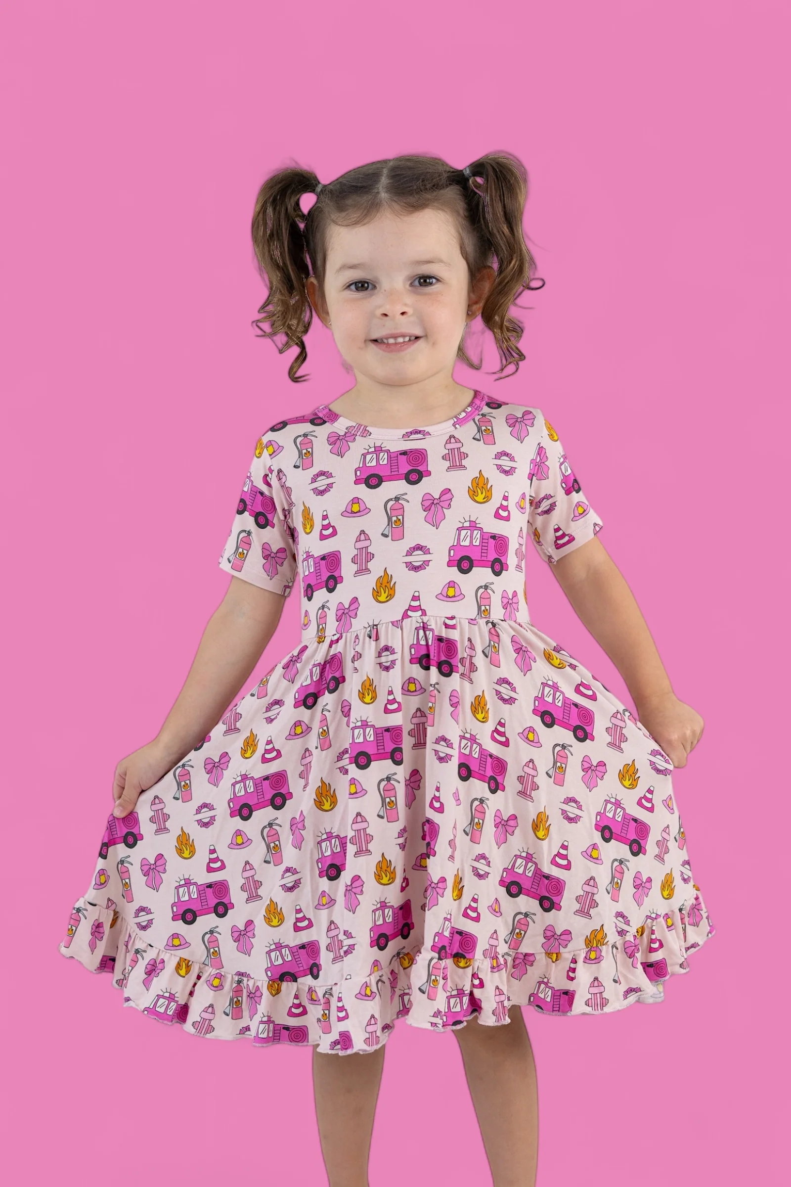 BLAZING BOWS AND HYDRANTS DREAM RUFFLE DRESS - Image 4