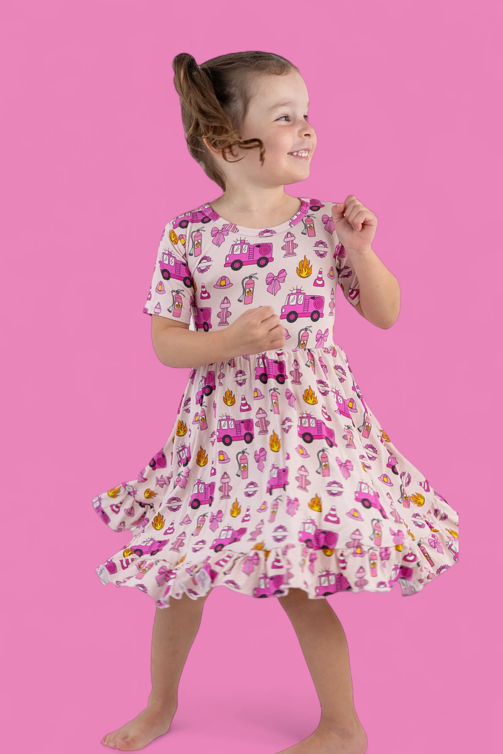 BLAZING BOWS AND HYDRANTS DREAM RUFFLE DRESS - Image 7