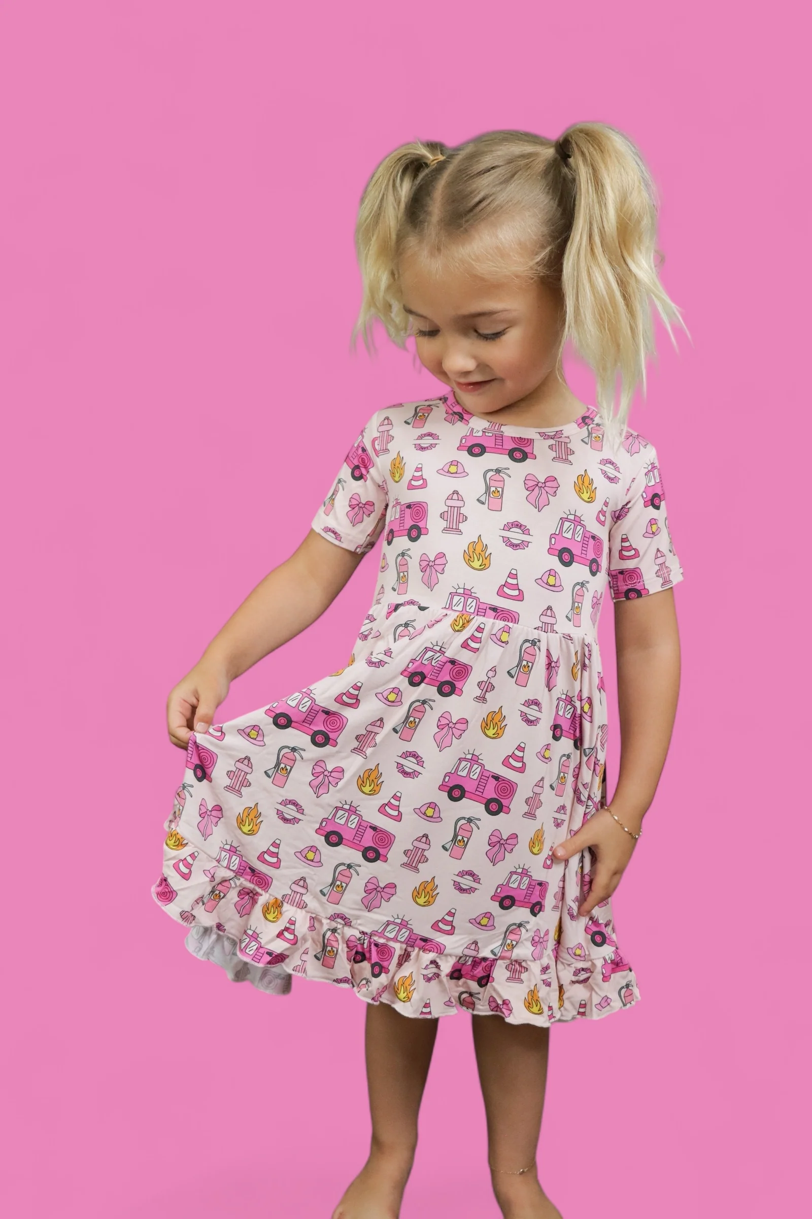 BLAZING BOWS AND HYDRANTS DREAM RUFFLE DRESS - Image 8