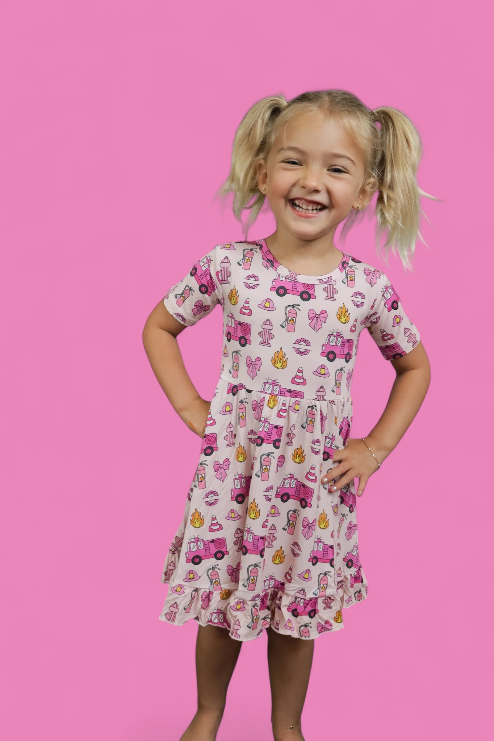 BLAZING BOWS AND HYDRANTS DREAM RUFFLE DRESS - Image 9