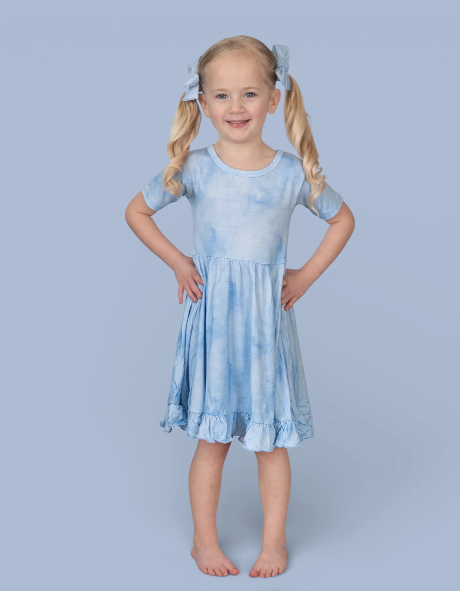 BLUE HAZE DREAM RUFFLE DRESS