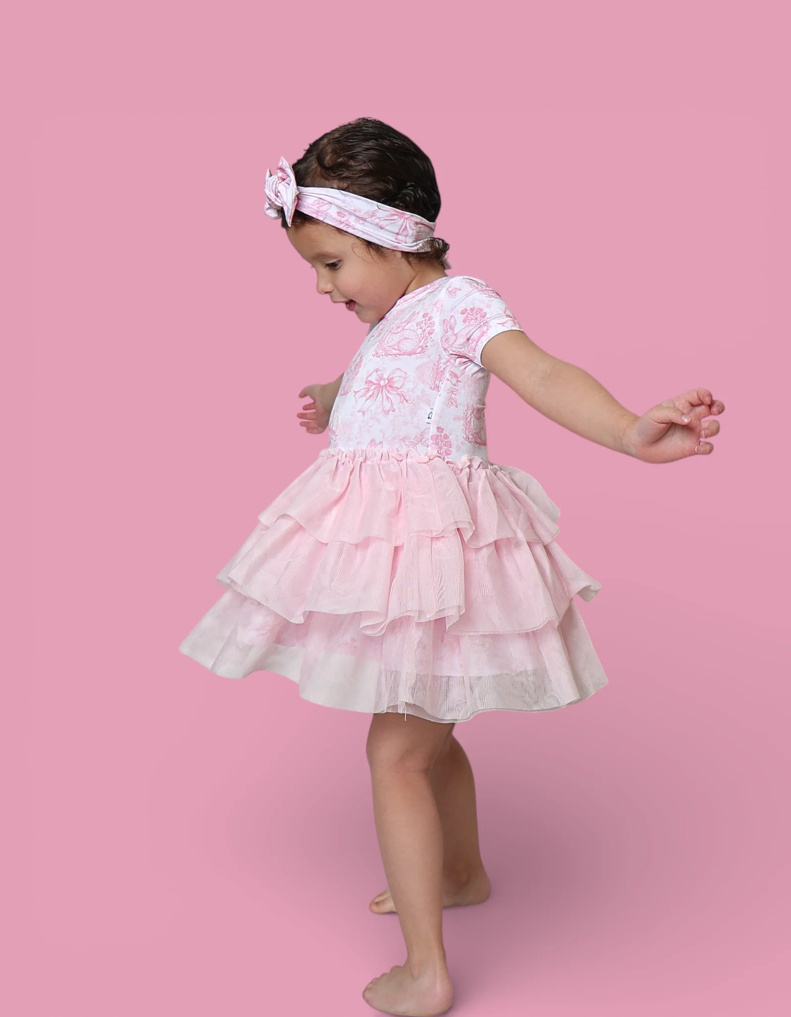 BLUSH BUNNY TOILE DREAM TUTU DRESS - Image 4