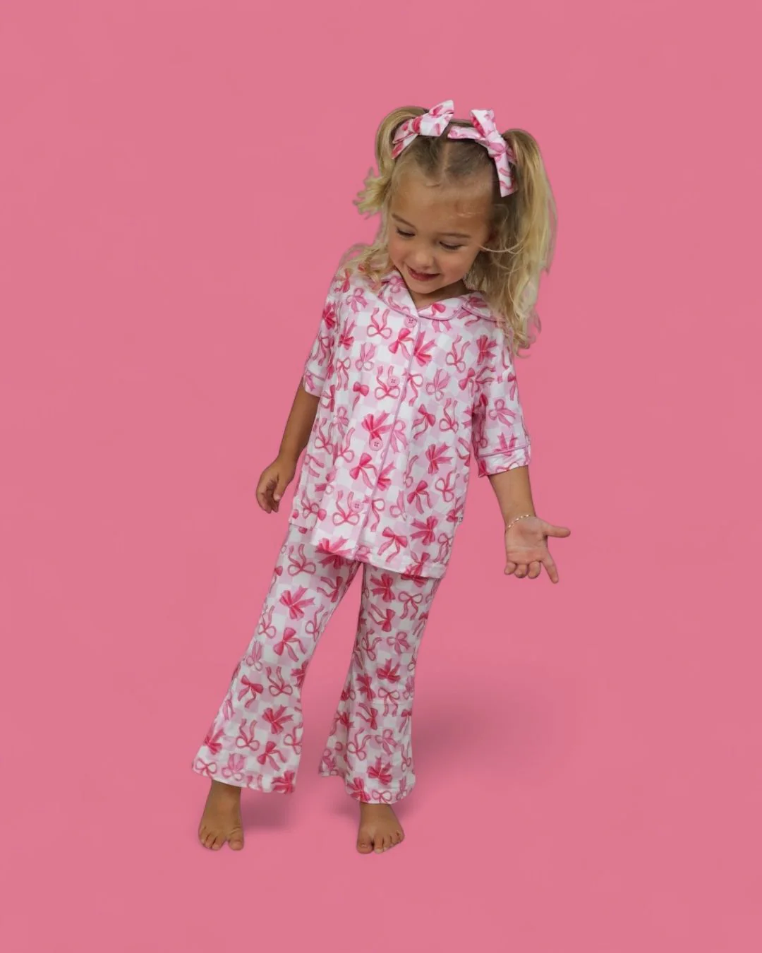 BOW CHECKERED CHARM DREAM GIRL'S FLARE SET - Image 10