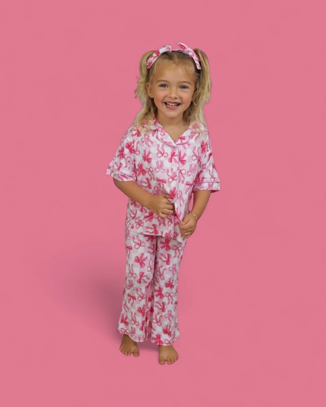 BOW CHECKERED CHARM DREAM GIRL'S FLARE SET - Image 3