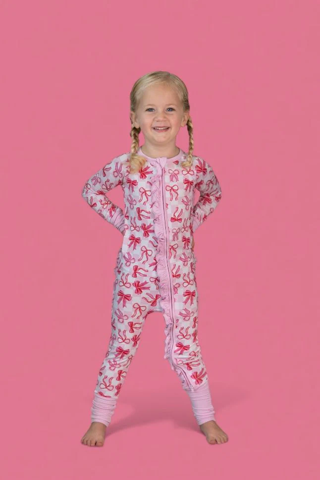 BOW CHECKERED CHARM DREAM RUFFLE ROMPER - Image 5