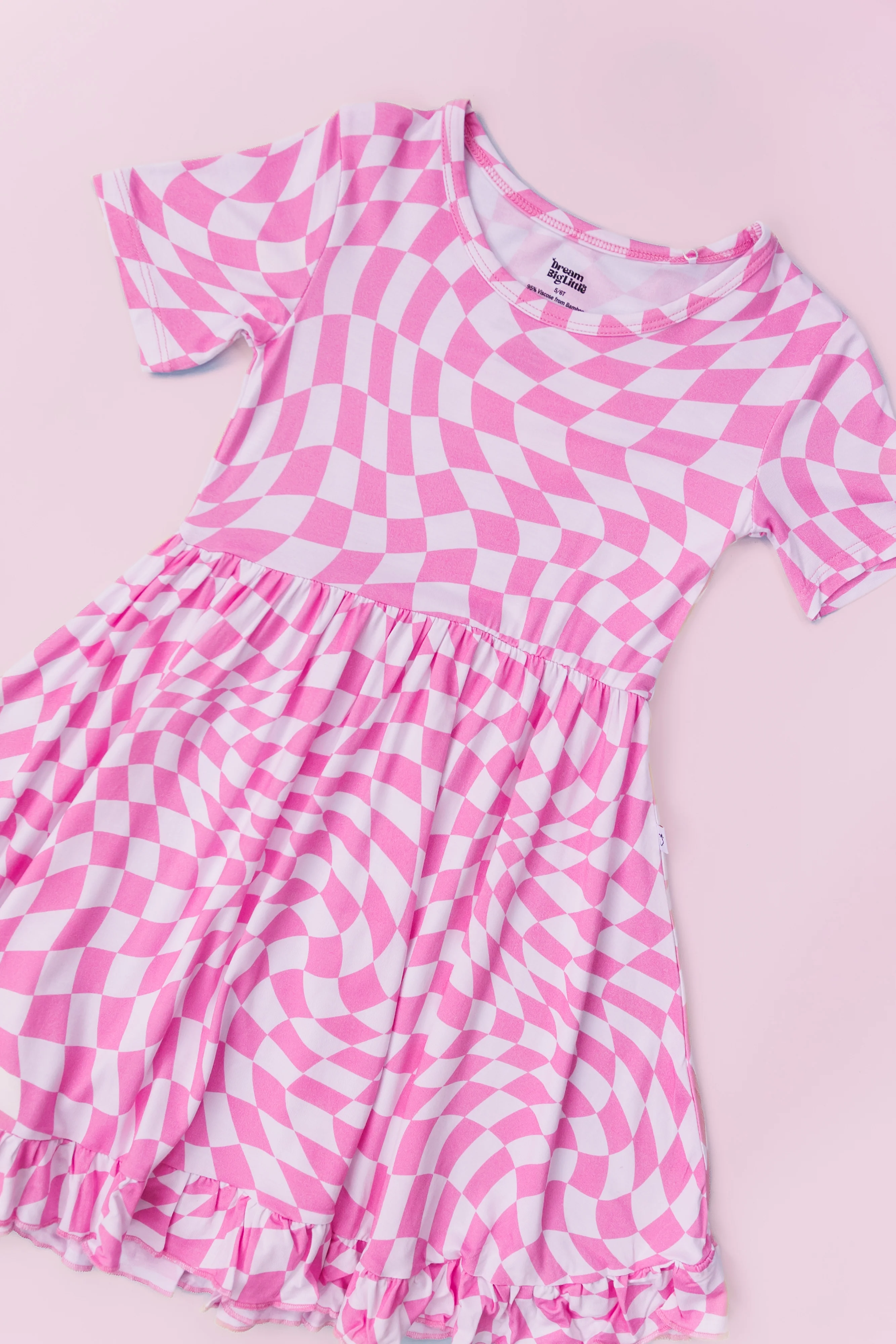 BUBBLEGUM WAVY CHECKERS DREAM RUFFLE DRESS - Image 11