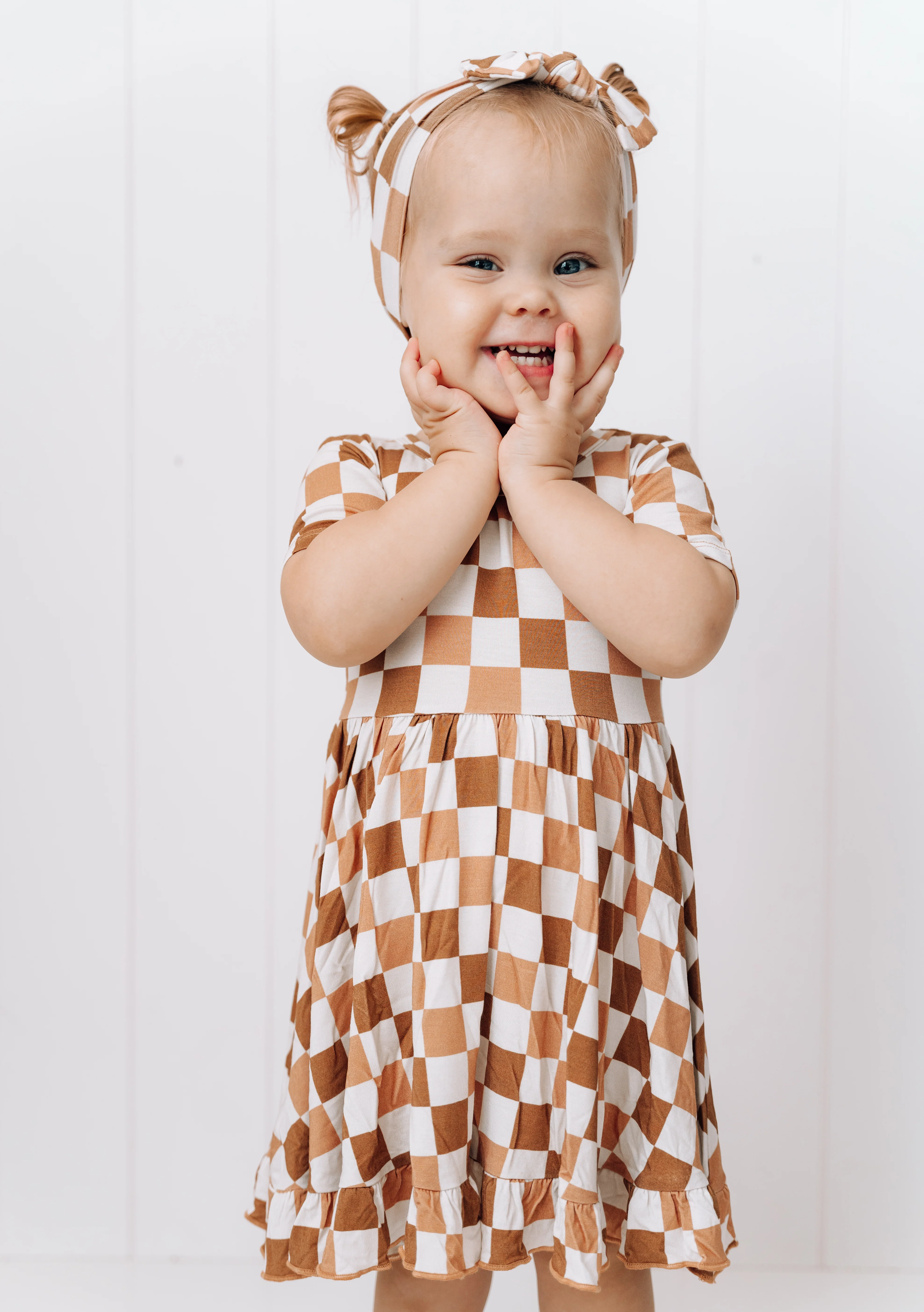 CHESTNUT CHECKERS DREAM RUFFLE DRESS - Image 11