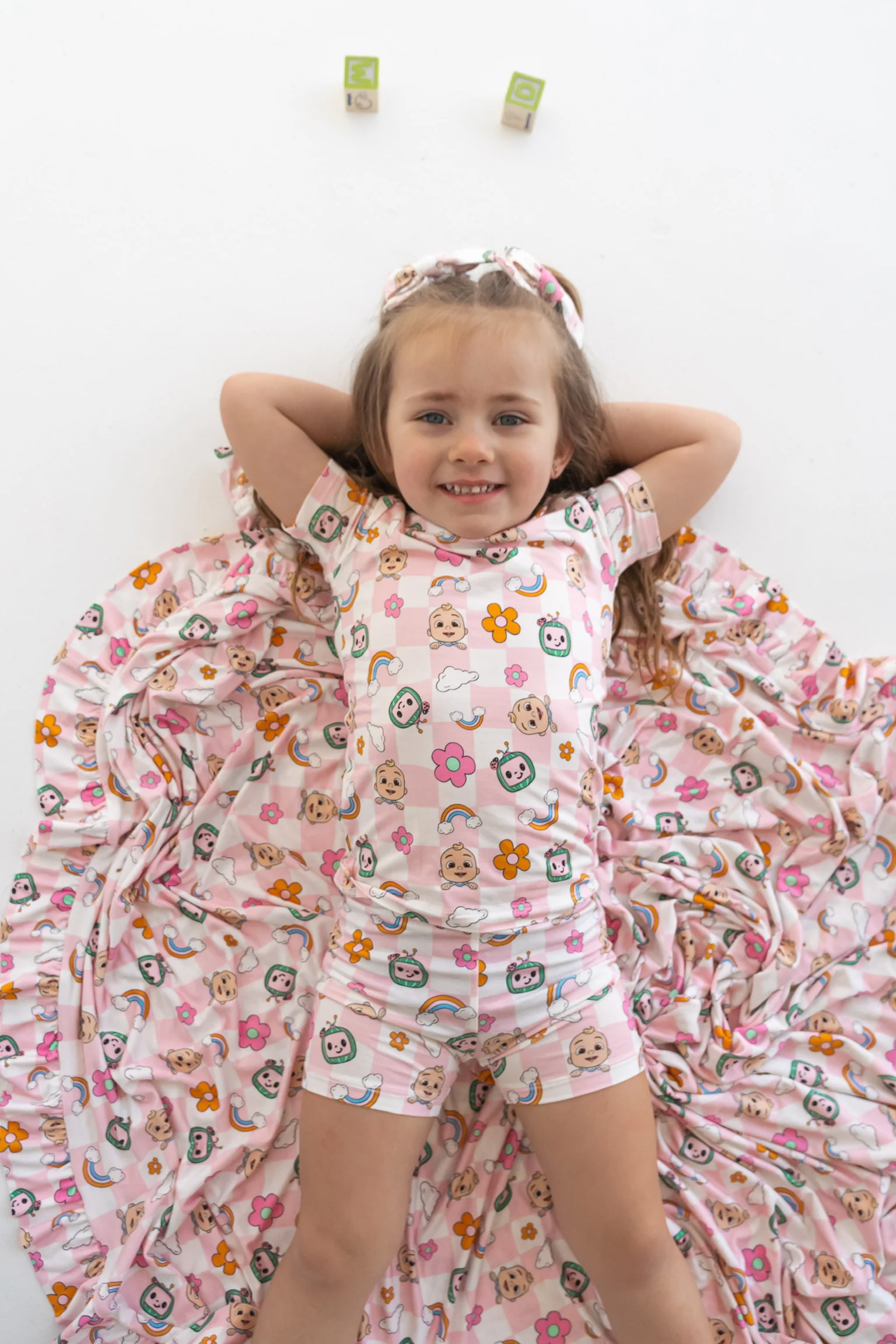 Dream Big Little Co x CoComelon JJ RAINBOW CHECKERS DREAM SHORT SET - Image 2