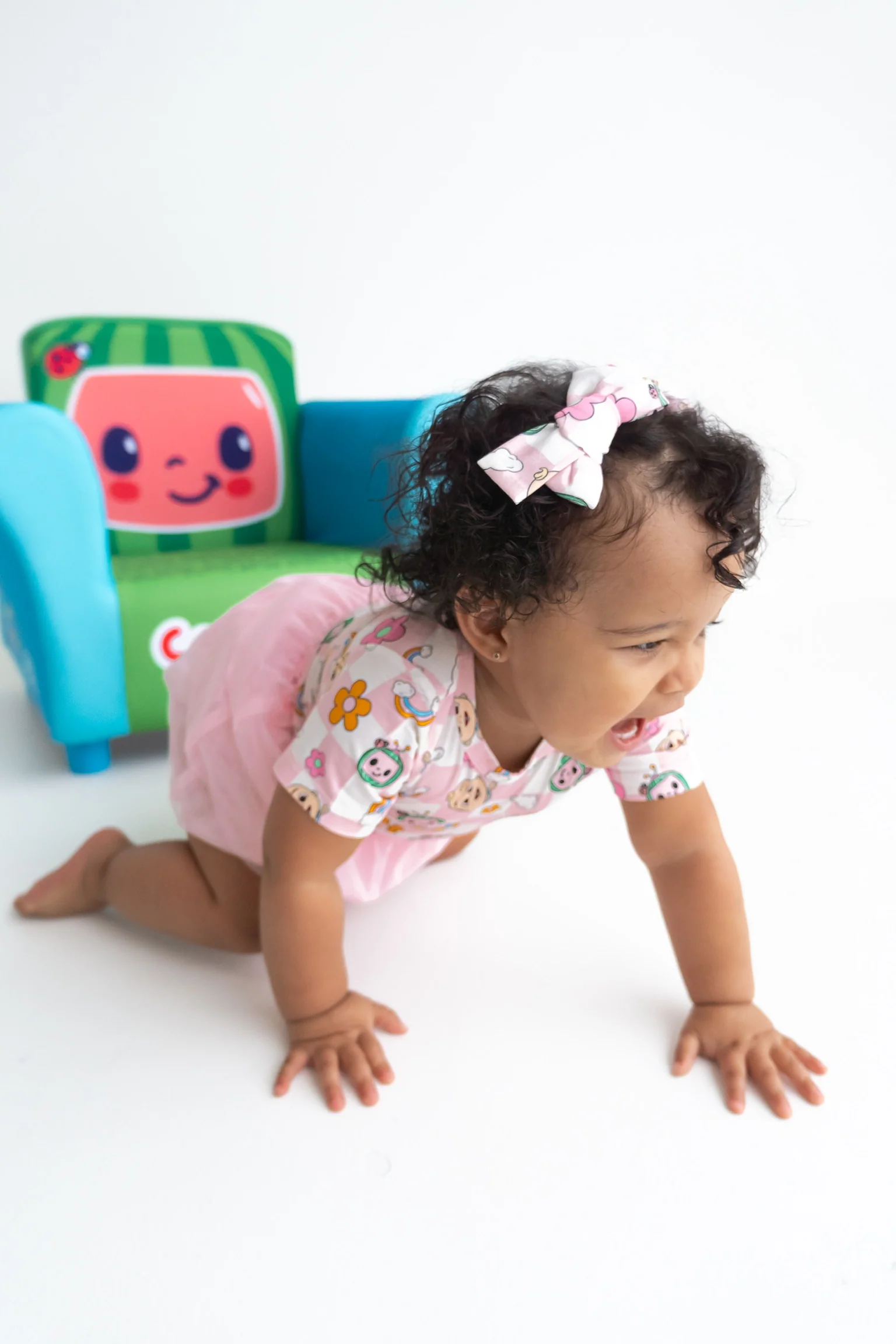 Dream Big Little Co x CoComelon JJ RAINBOW CHECKERS DREAM TUTU SHORT SLEEVE BODYSUIT DRESS - Image 10