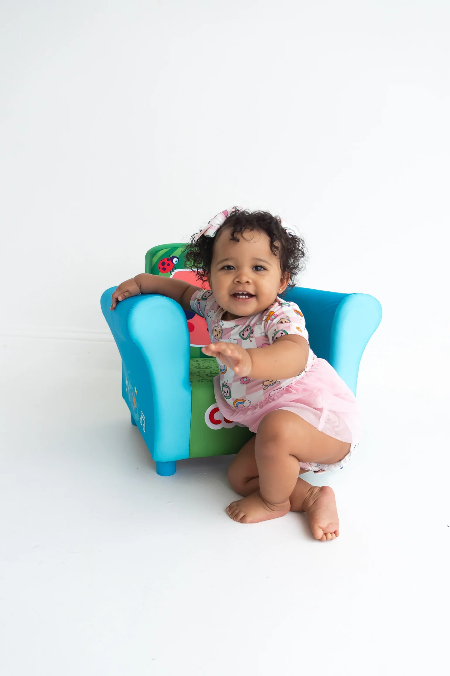 Dream Big Little Co x CoComelon JJ RAINBOW CHECKERS DREAM TUTU SHORT SLEEVE BODYSUIT DRESS - Image 4