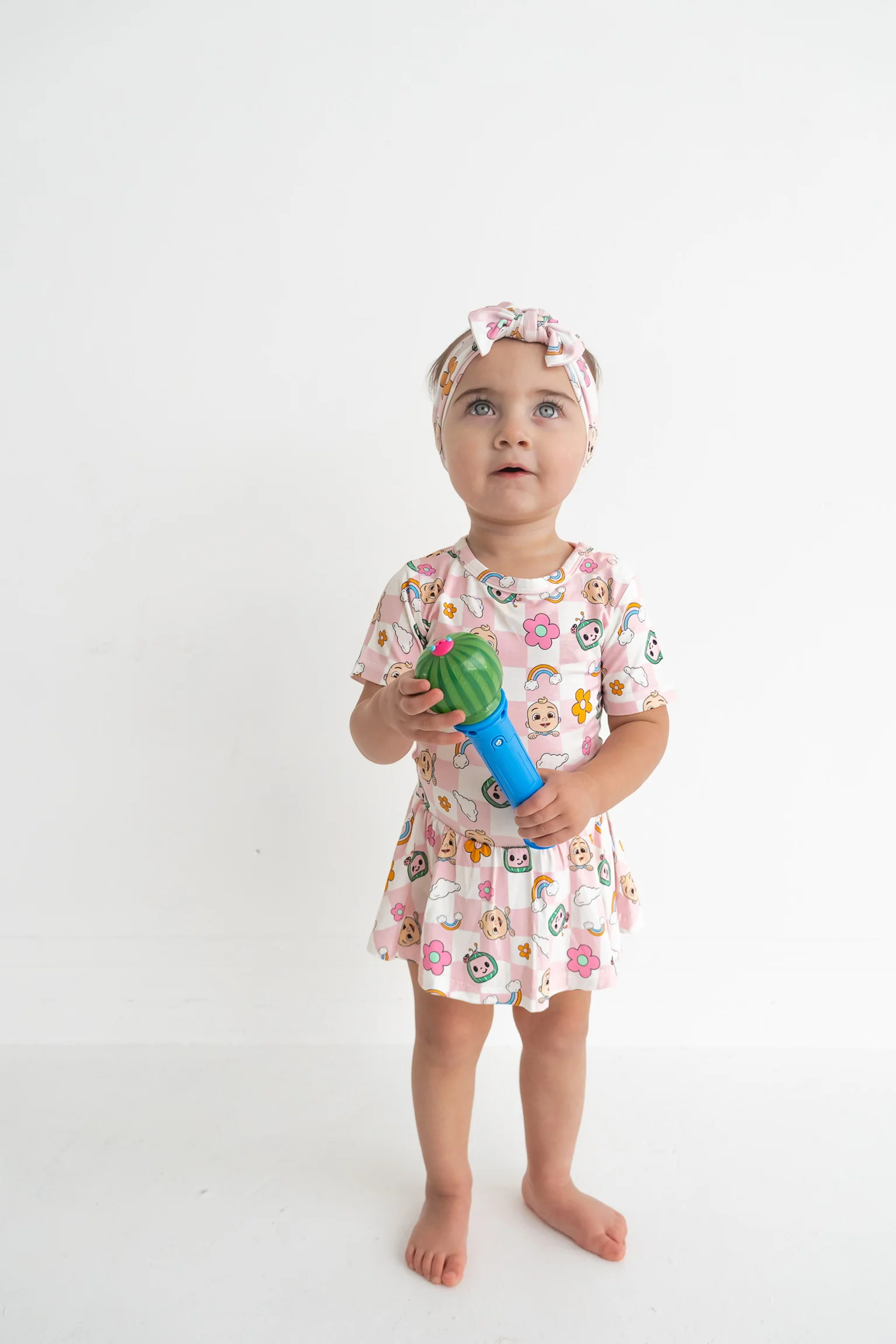 Dream Big Little Co x CoComelon JJ RAINBOW CHECKERS SHORT SLEEVE DREAM BODYSUIT DRESS - Image 5