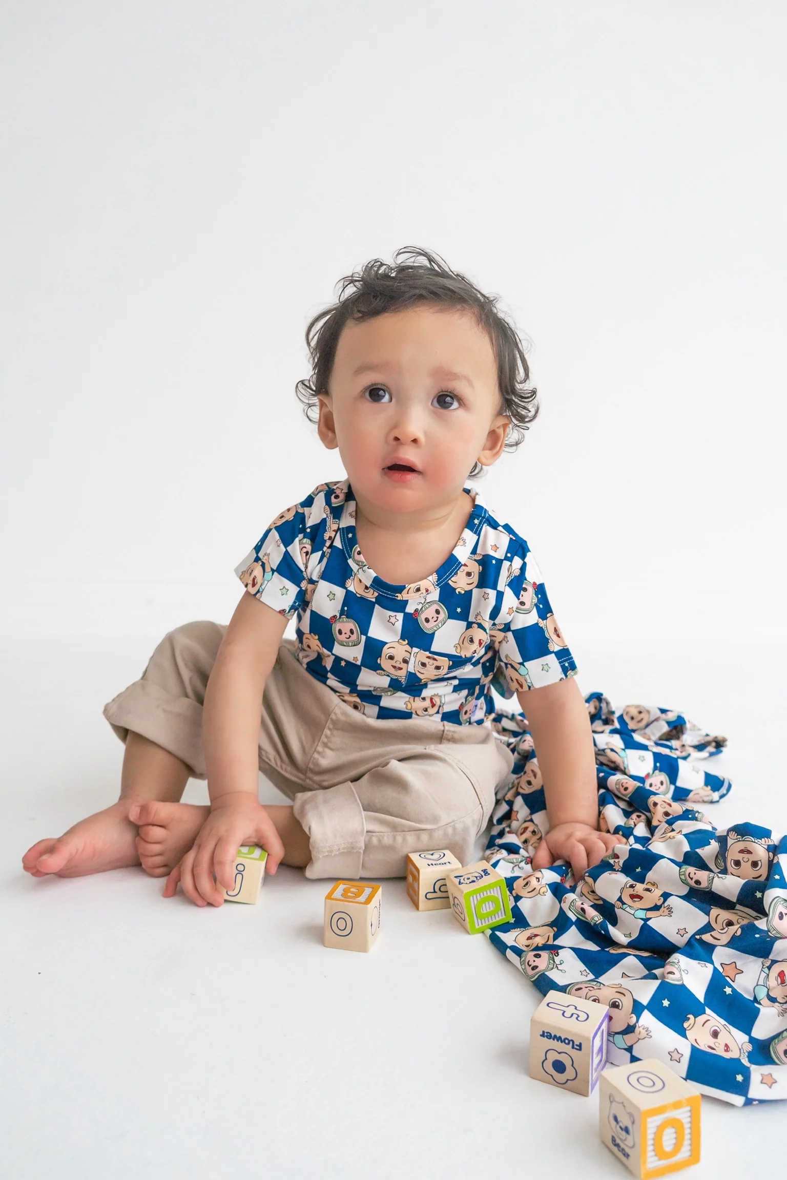 Dream Big Little Co x CoComelon JJ STARRY NIGHT CHECKERS DREAM POCKET TEE - Image 10