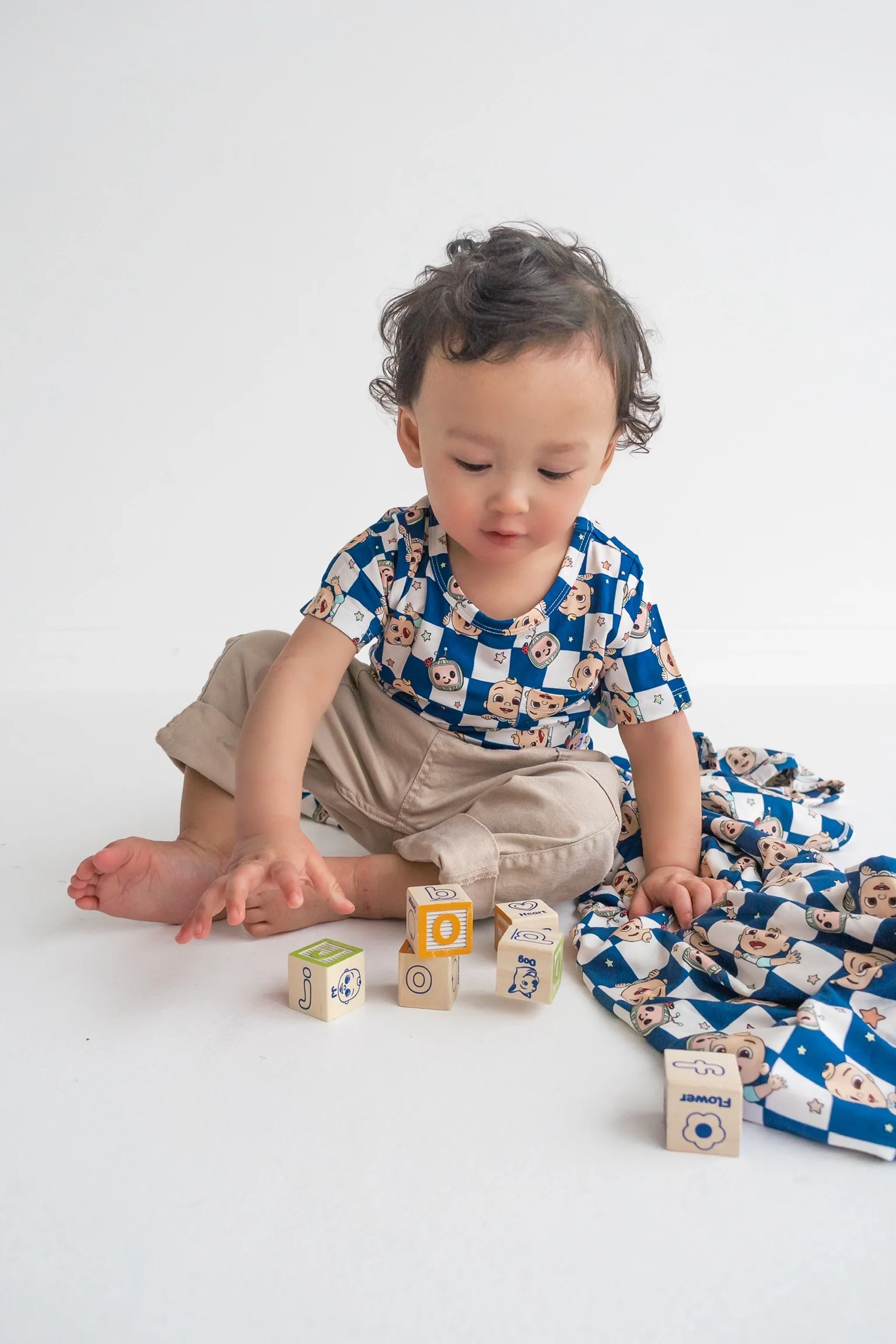 Dream Big Little Co x CoComelon JJ STARRY NIGHT CHECKERS DREAM POCKET TEE - Image 13