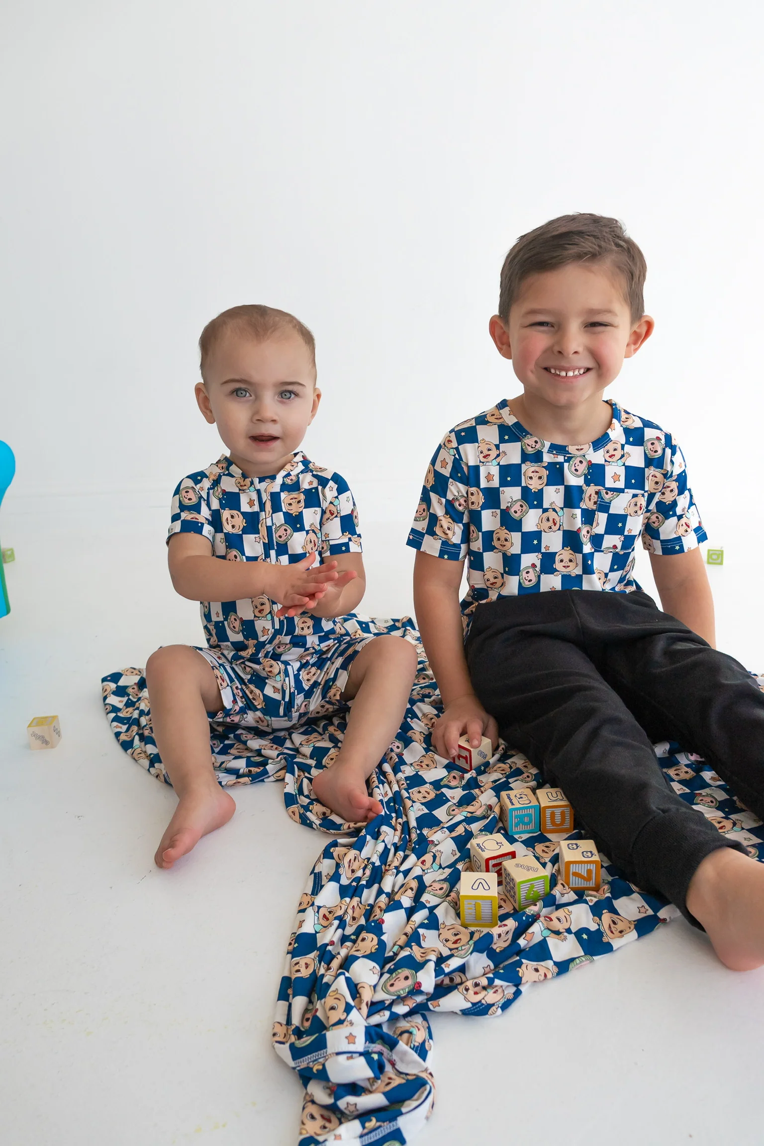 Dream Big Little Co x CoComelon JJ STARRY NIGHT CHECKERS DREAM POCKET TEE - Image 7