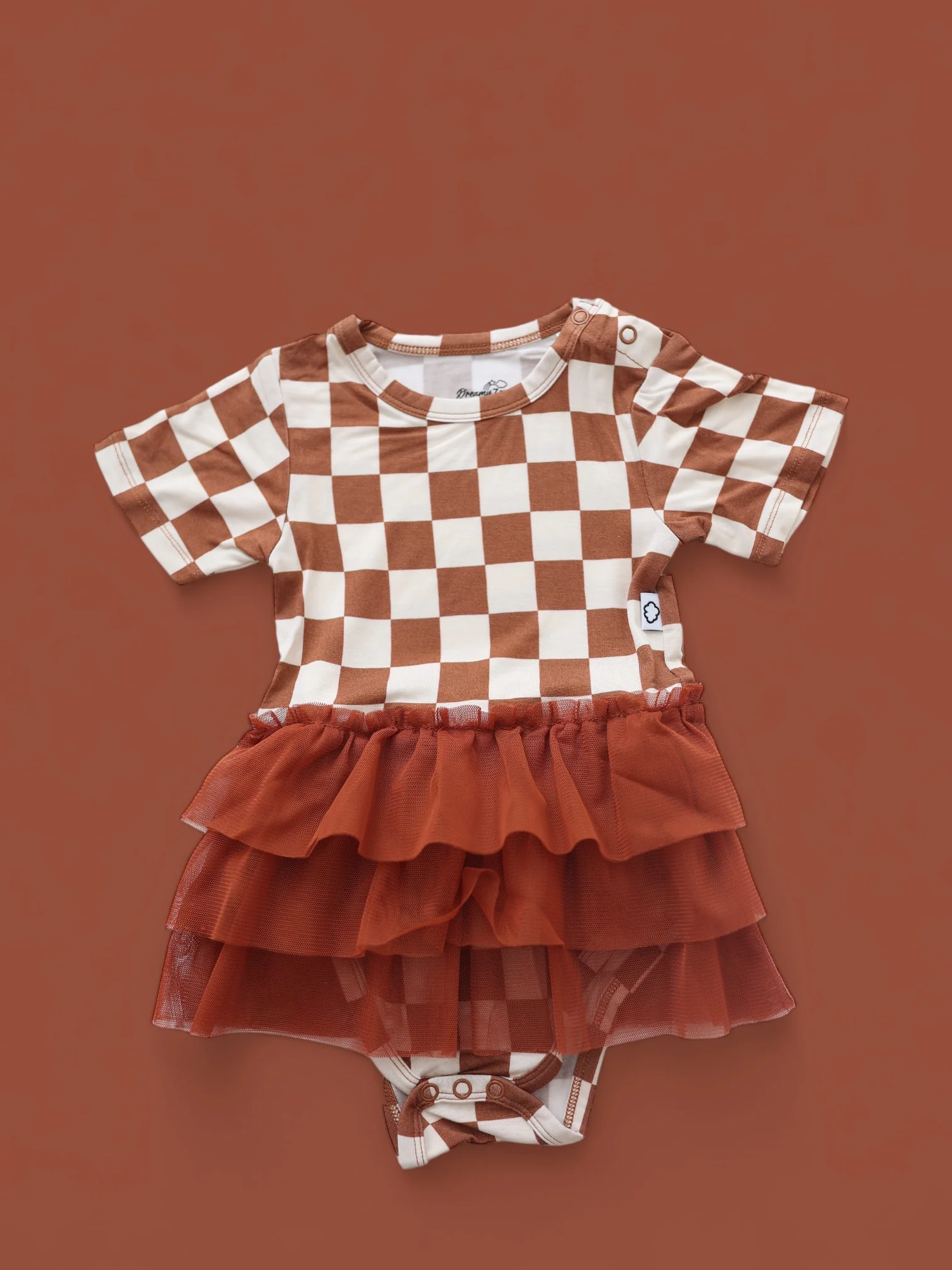 COPPER CHECKERS DREAM TUTU BODYSUIT DRESS - Image 2