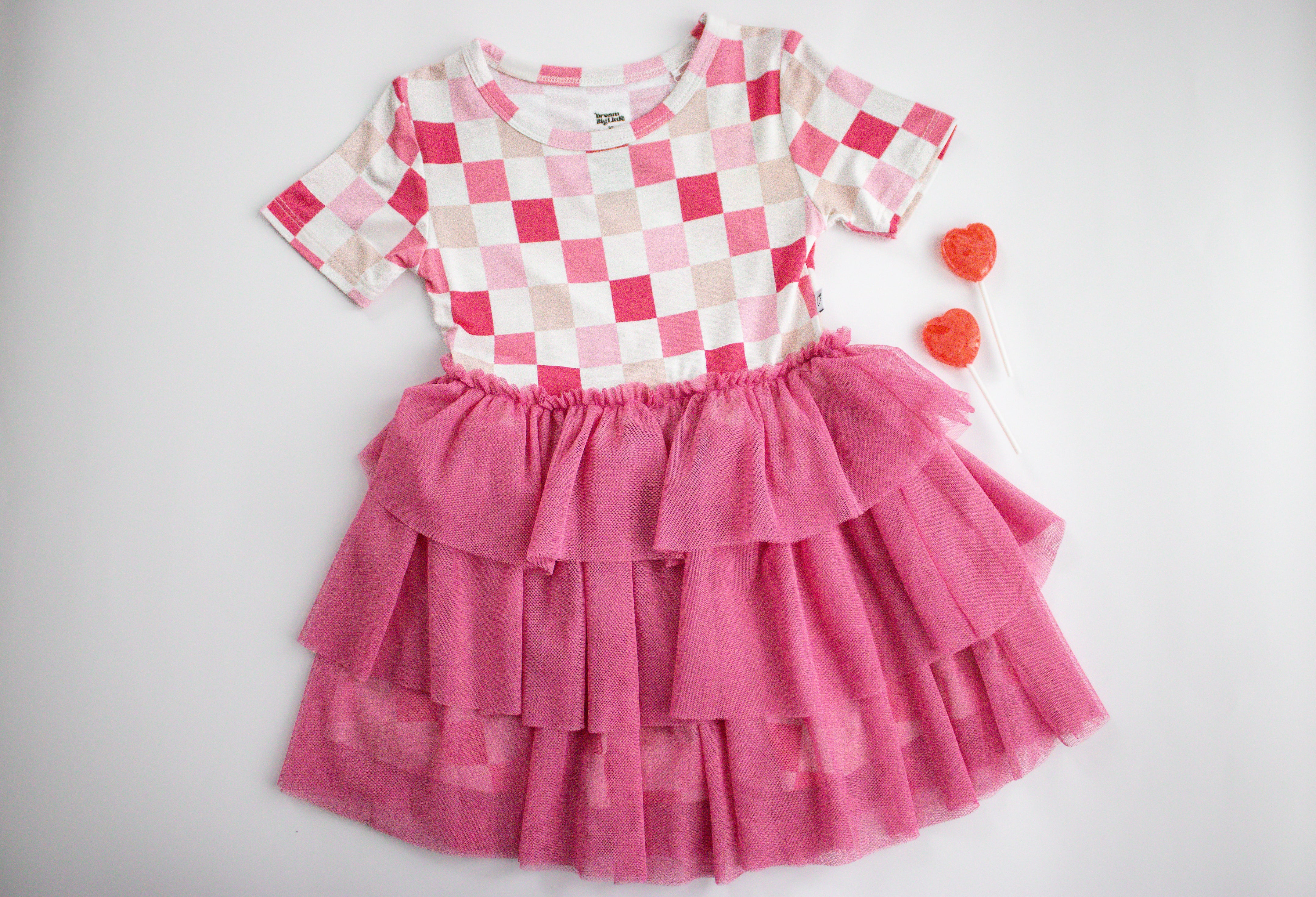 DREAMY PINK CHECKERS DREAM TUTU DRESS - Image 5