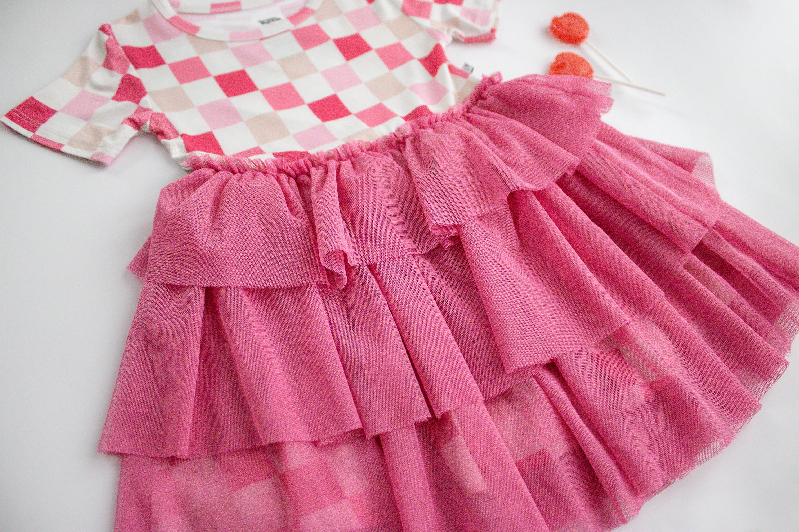 DREAMY PINK CHECKERS DREAM TUTU DRESS - Image 9