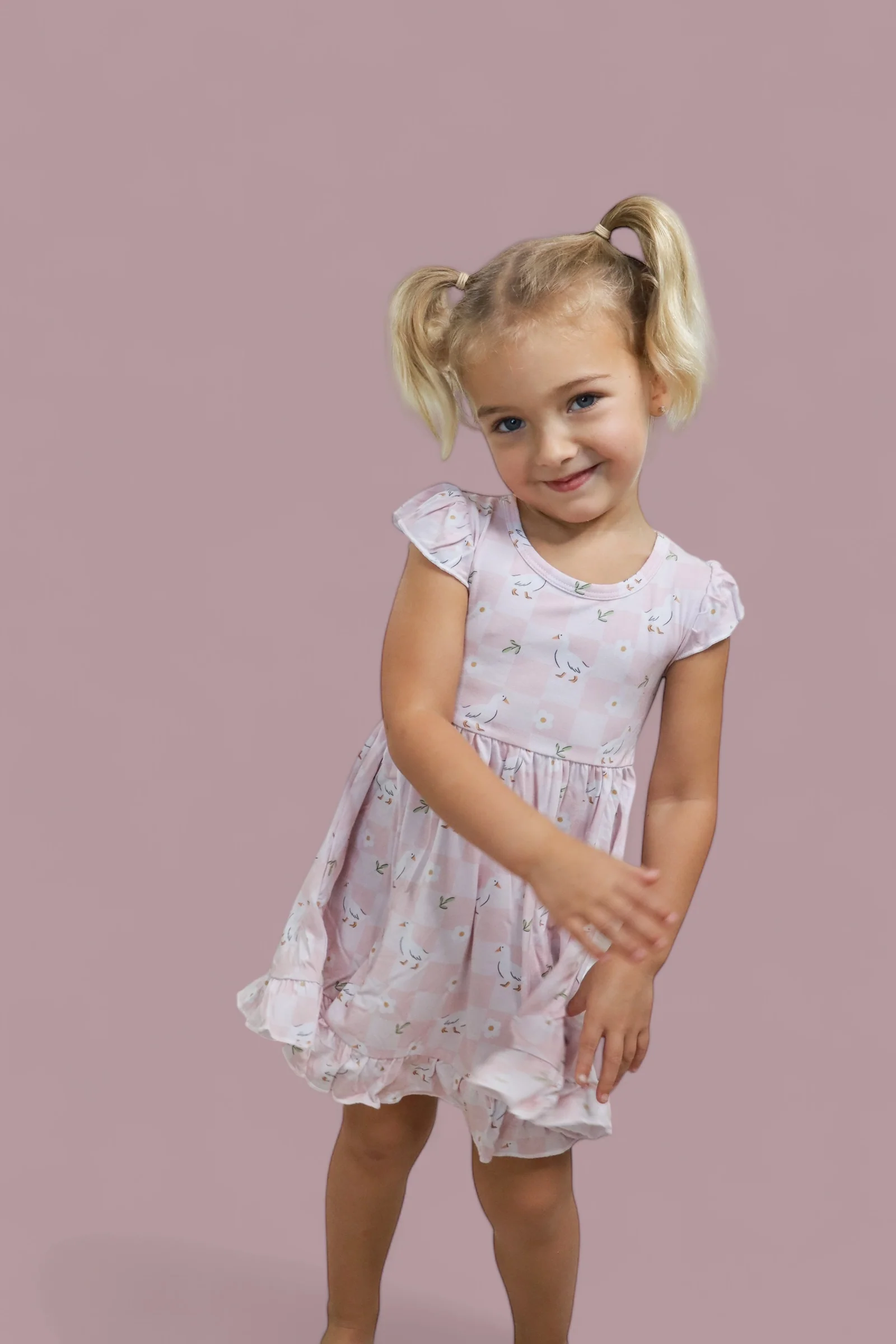 EXCLUSIVE DUCKS AND DAISIES DREAM CAP SLEEVE RUFFLE DRESS - Image 10