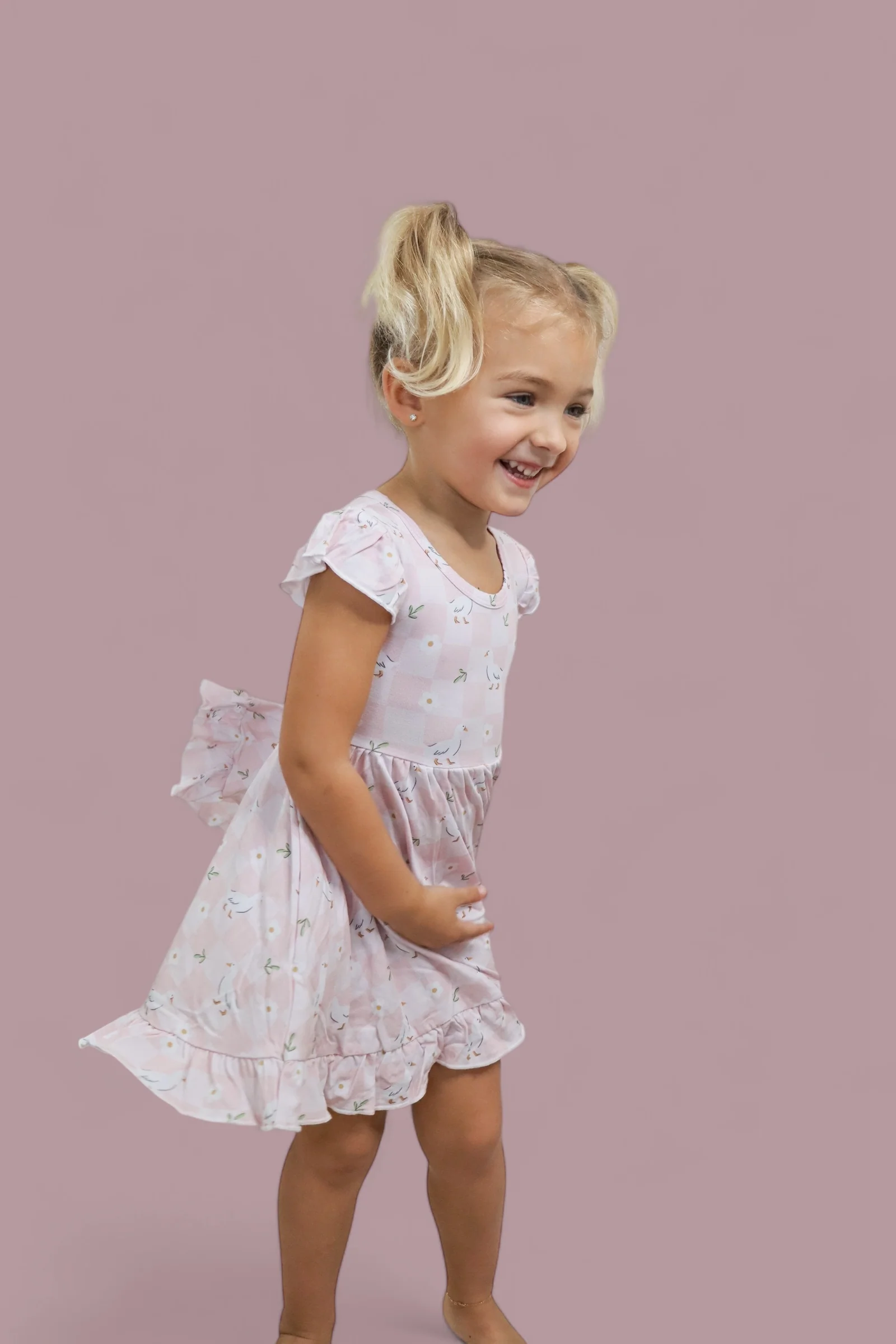 EXCLUSIVE DUCKS AND DAISIES DREAM CAP SLEEVE RUFFLE DRESS - Image 11