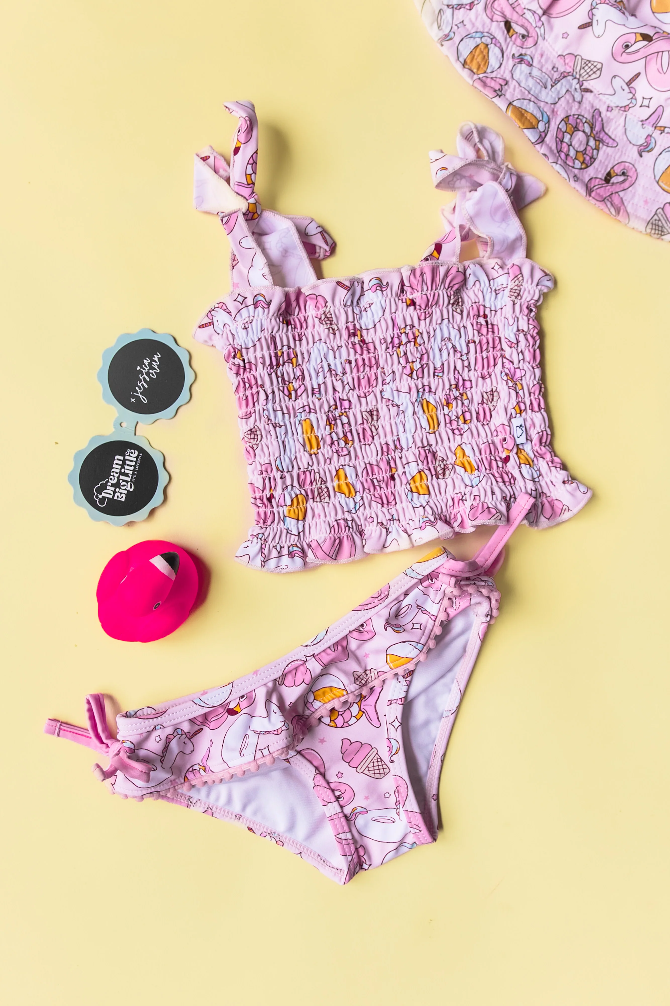 EXCLUSIVE GIRLS JUST WANNA HAVE SUN DREAM SMOCKED TANKINI TWO PIECE SWIM SUIT - Image 2
