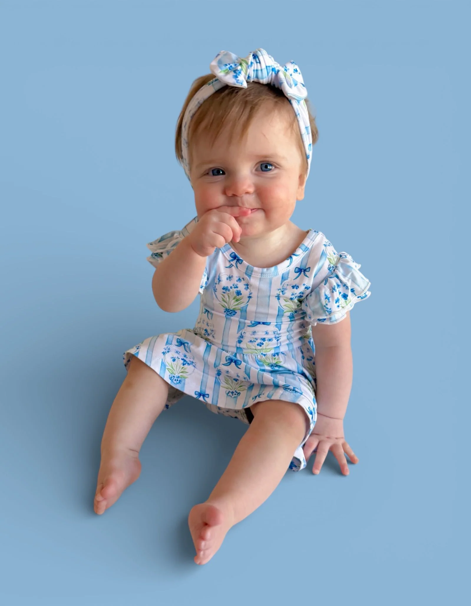 HEIRLOOM BLUE BLOOMS DREAM CAP SLEEVE BODYSUIT DRESS - Image 11