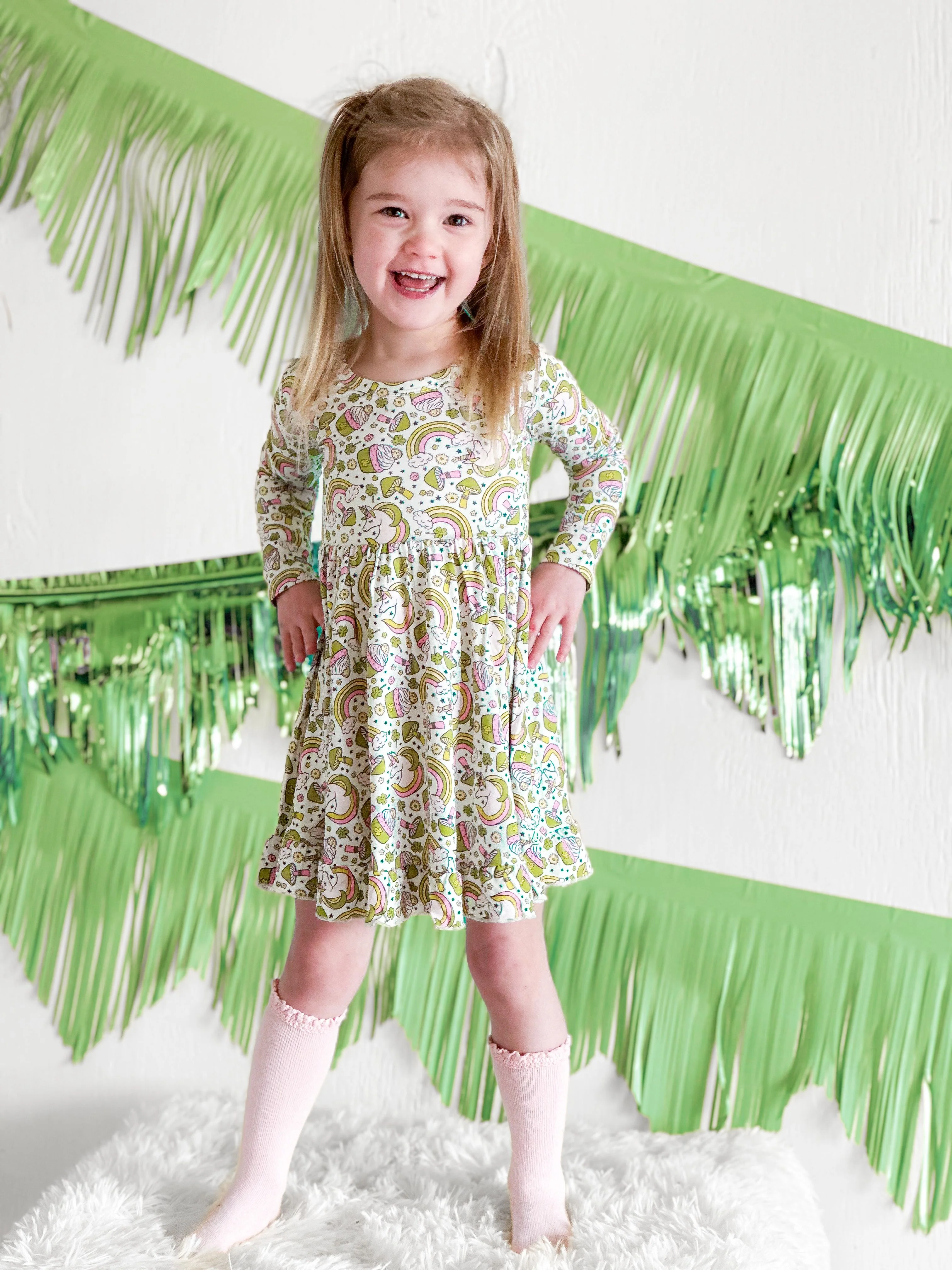 LUCK OF THE UNICORN DREAM LONG SLEEVE RUFFLE DRESS - Image 3