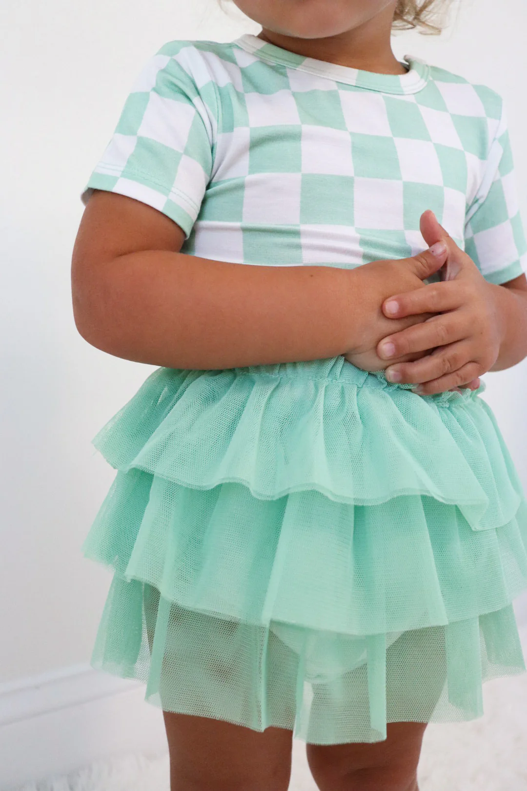 MINT CHECKERS DREAM TUTU BODYSUIT DRESS - Image 3