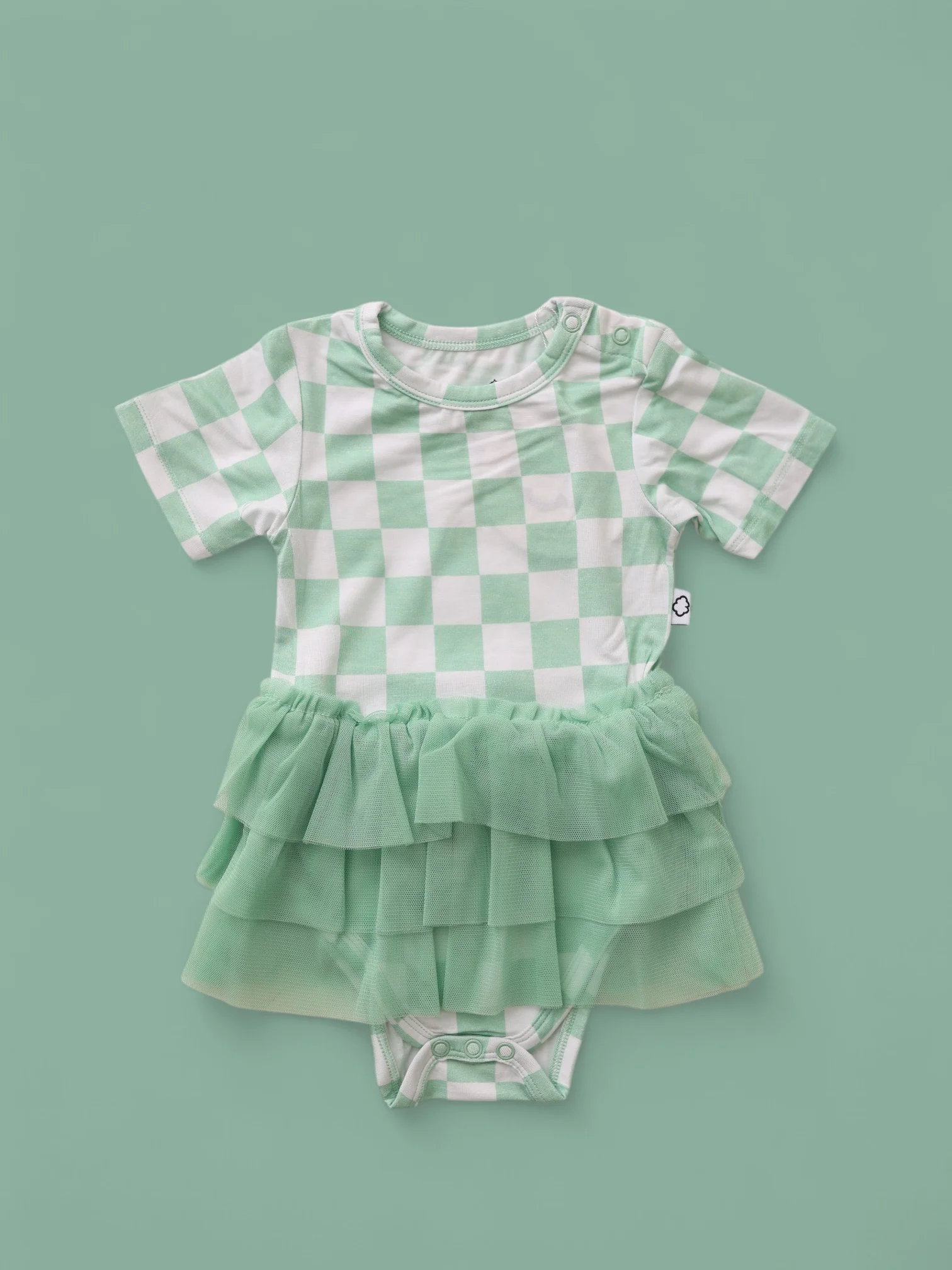 MINT CHECKERS DREAM TUTU BODYSUIT DRESS - Image 5