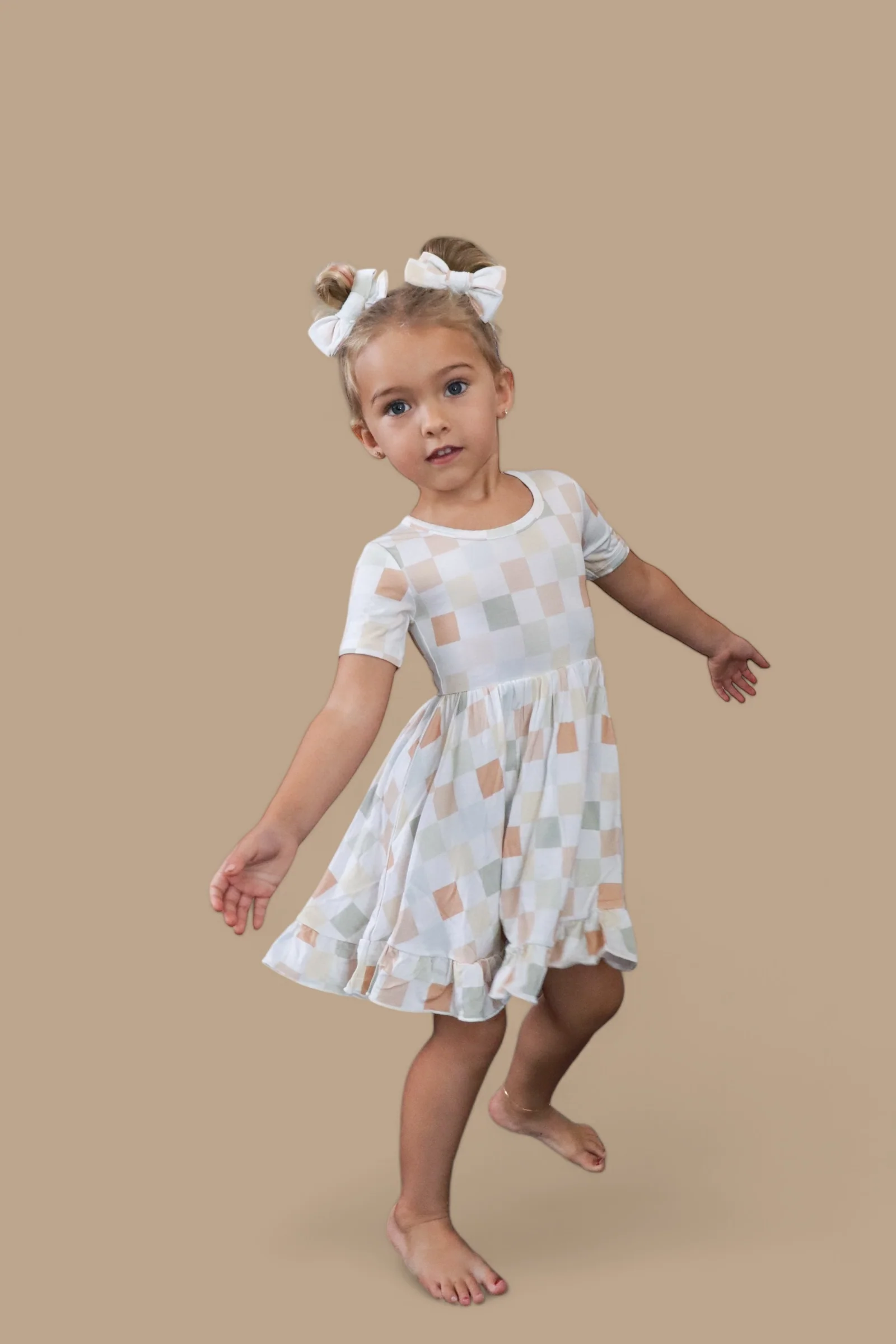 MUTED CHECKERS DREAM RUFFLE DRESS - Image 10