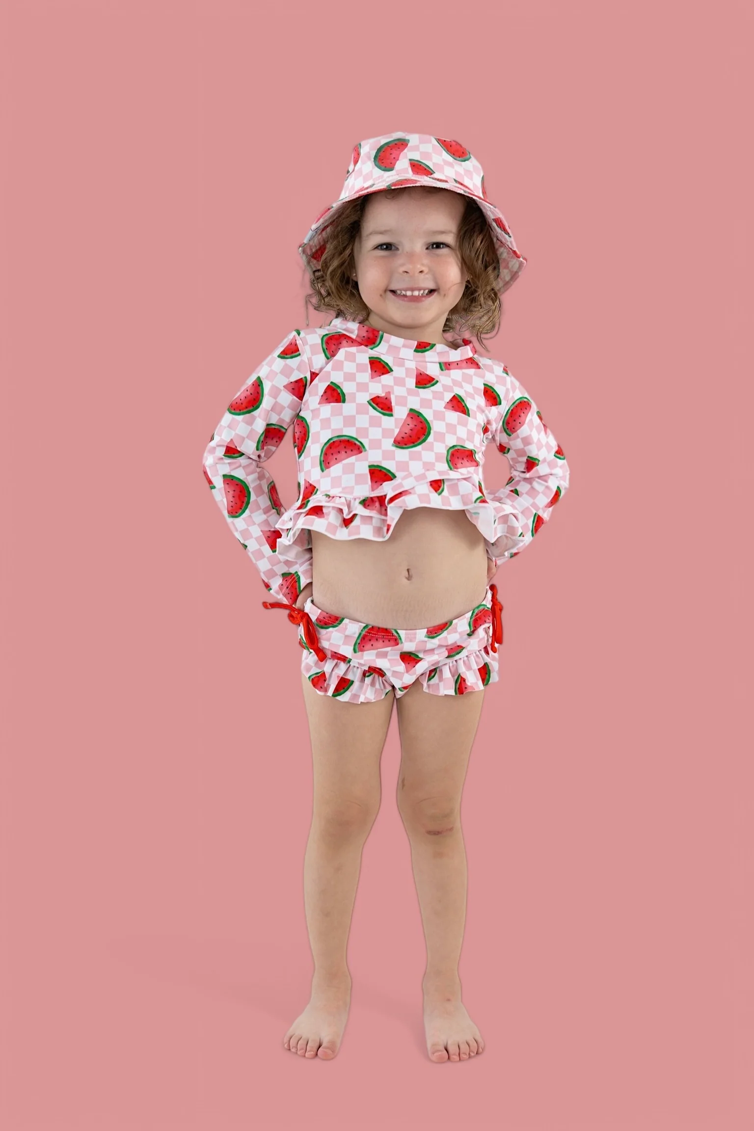 ONE IN A MELON DREAM TWO PIECE RASH GUARD RUFFLE SWIM SUIT - Image 11