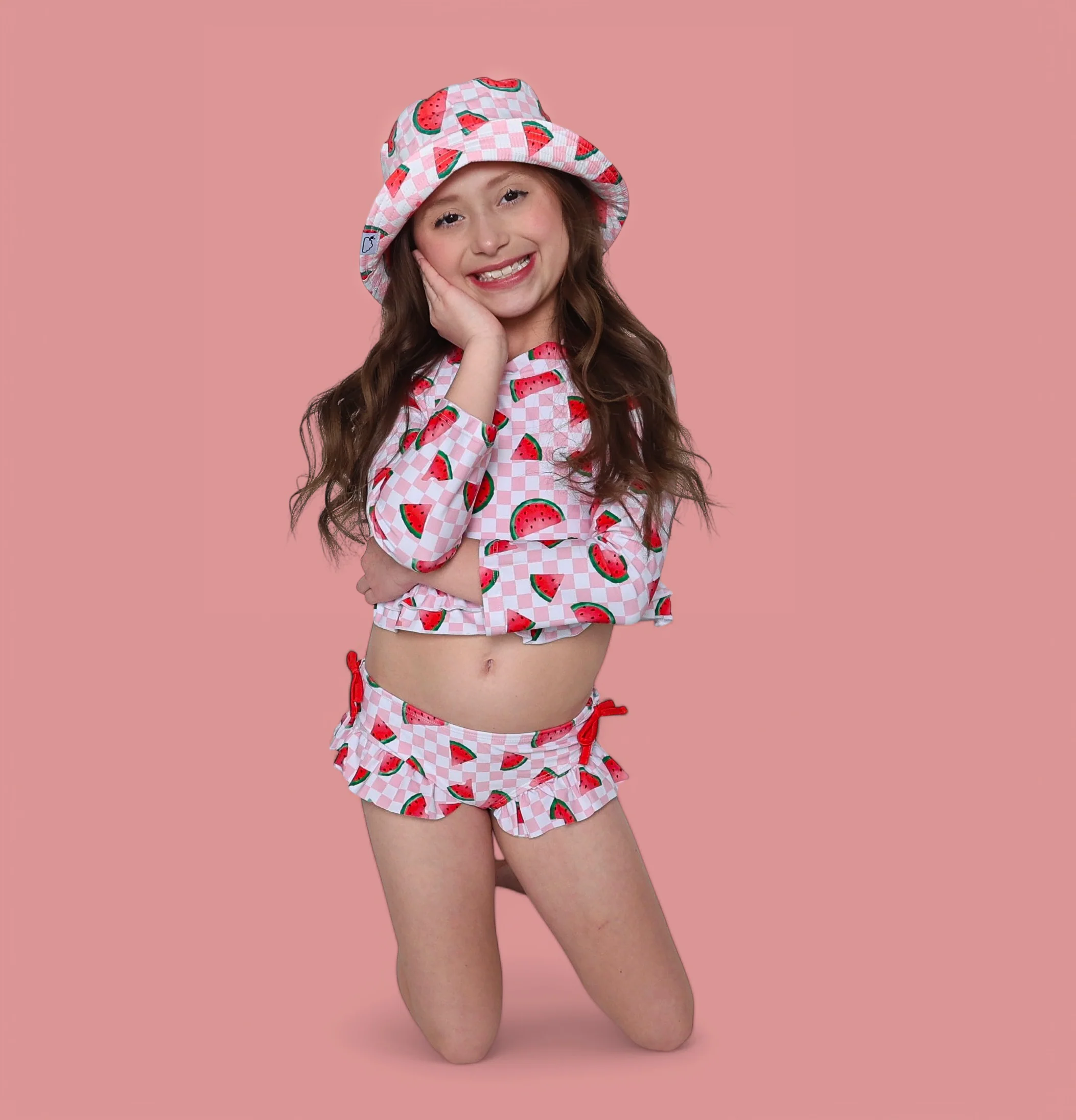 ONE IN A MELON DREAM TWO PIECE RASH GUARD RUFFLE SWIM SUIT - Image 12