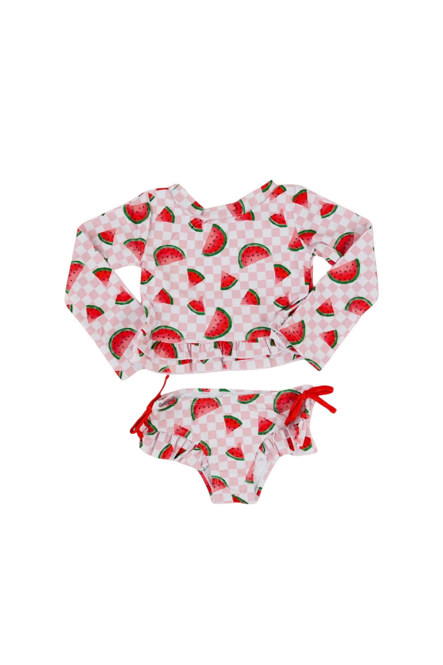 ONE IN A MELON DREAM TWO PIECE RASH GUARD RUFFLE SWIM SUIT - Image 17