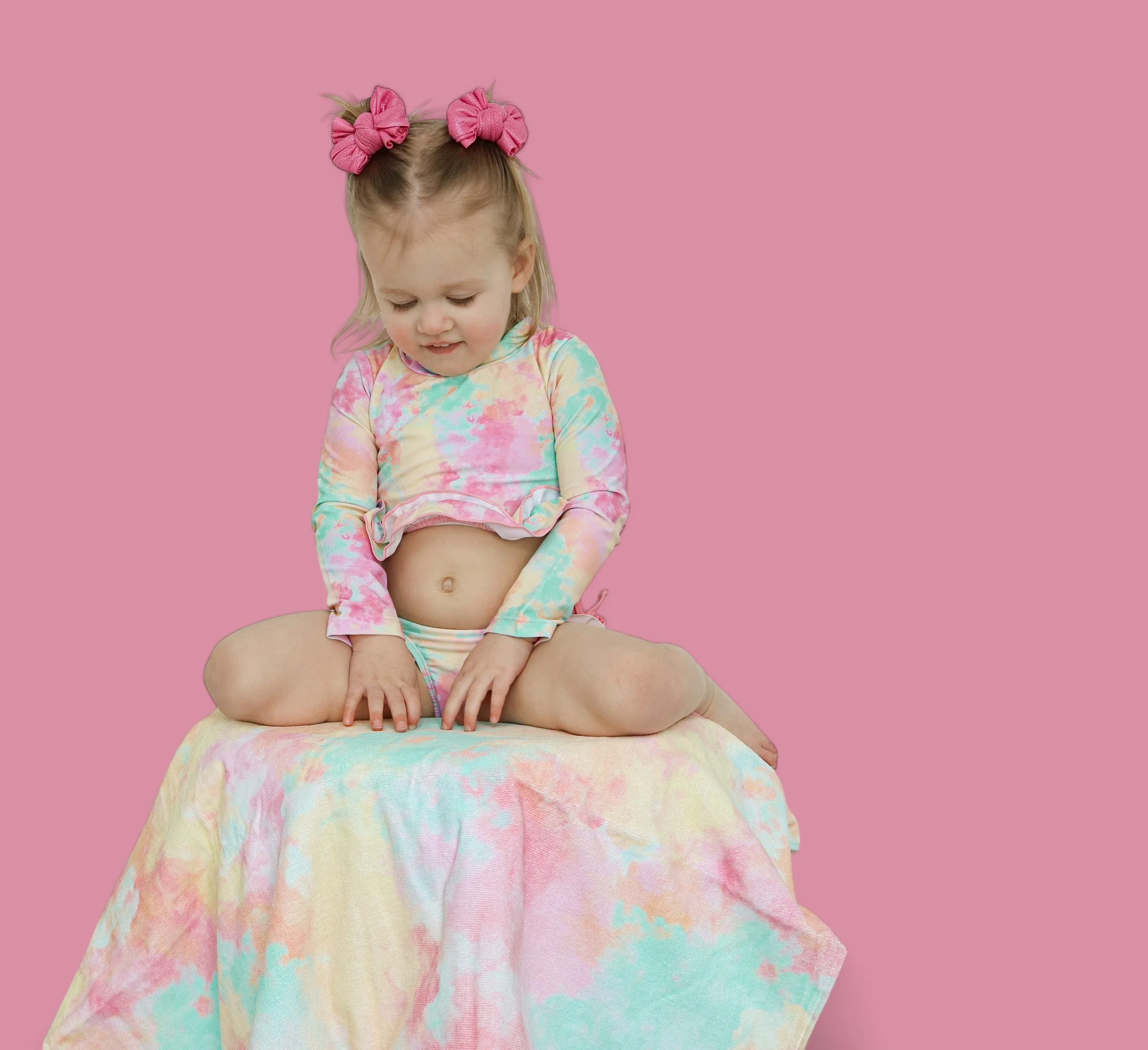 RAINBOW CLOUDS DREAM 2-PIECE RASH GUARD RUFFLE SWIM SUIT - Image 11