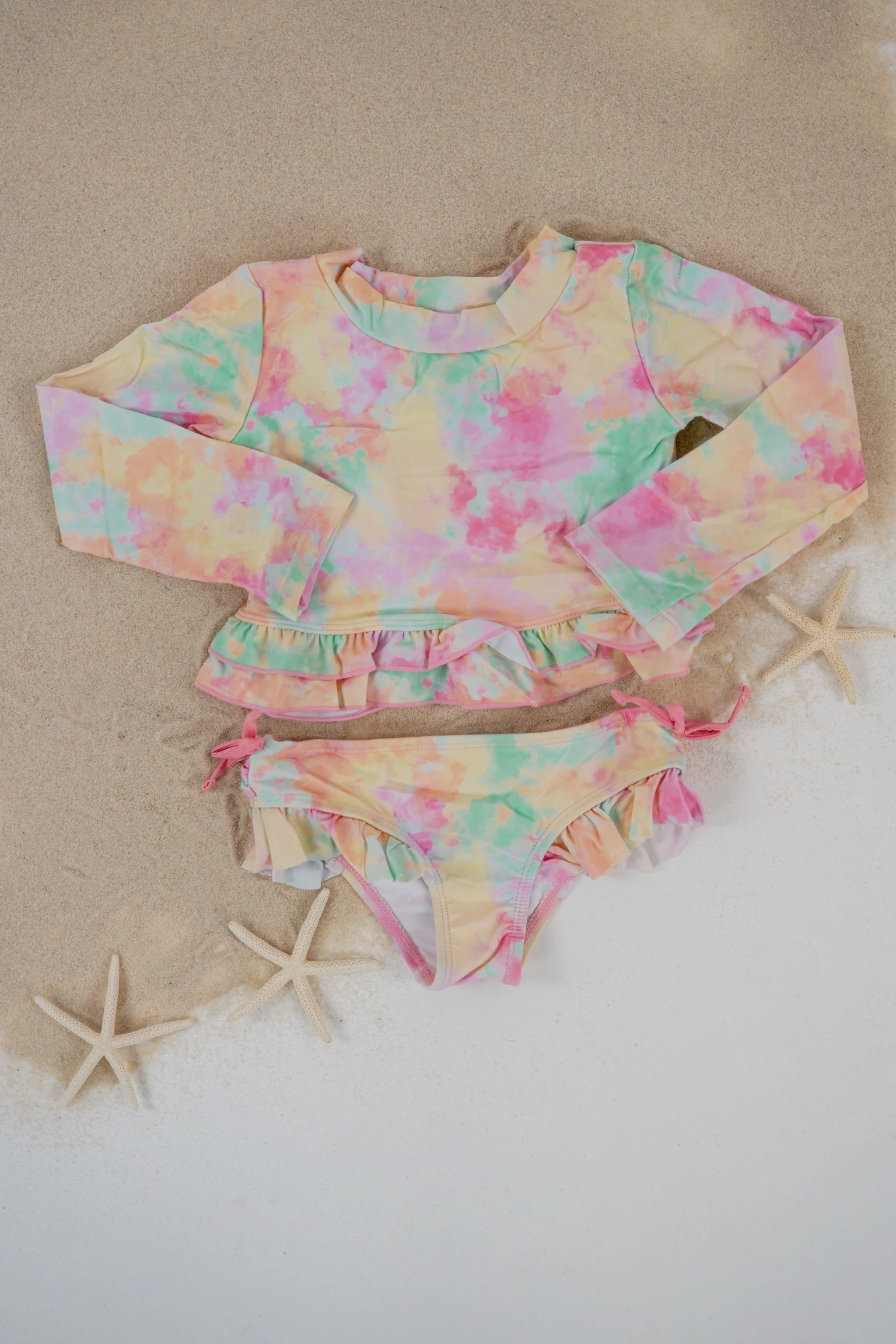 RAINBOW CLOUDS DREAM 2-PIECE RASH GUARD RUFFLE SWIM SUIT - Image 8
