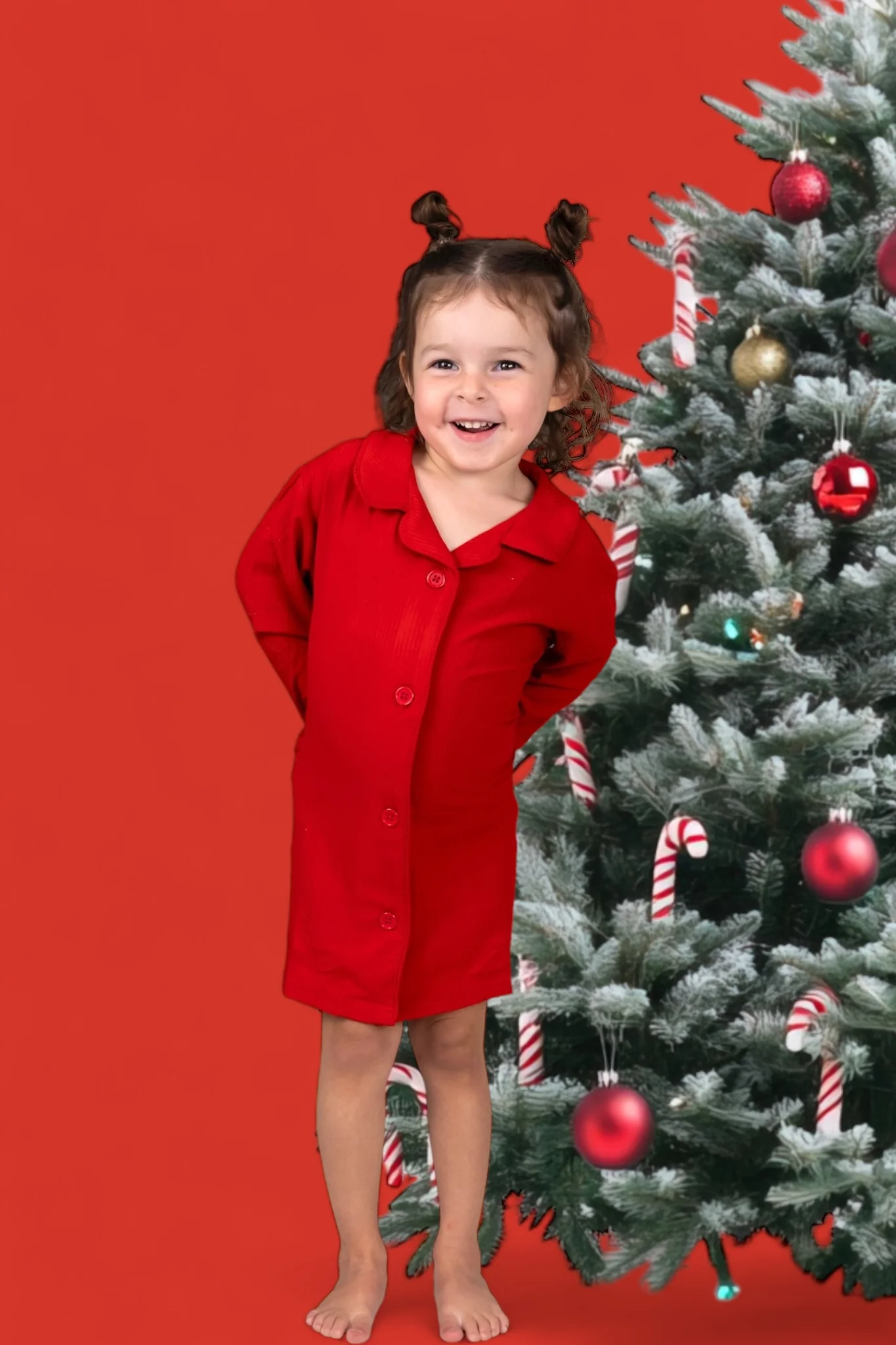 RED RIB GIRL'S DREAM GOWN - Image 8