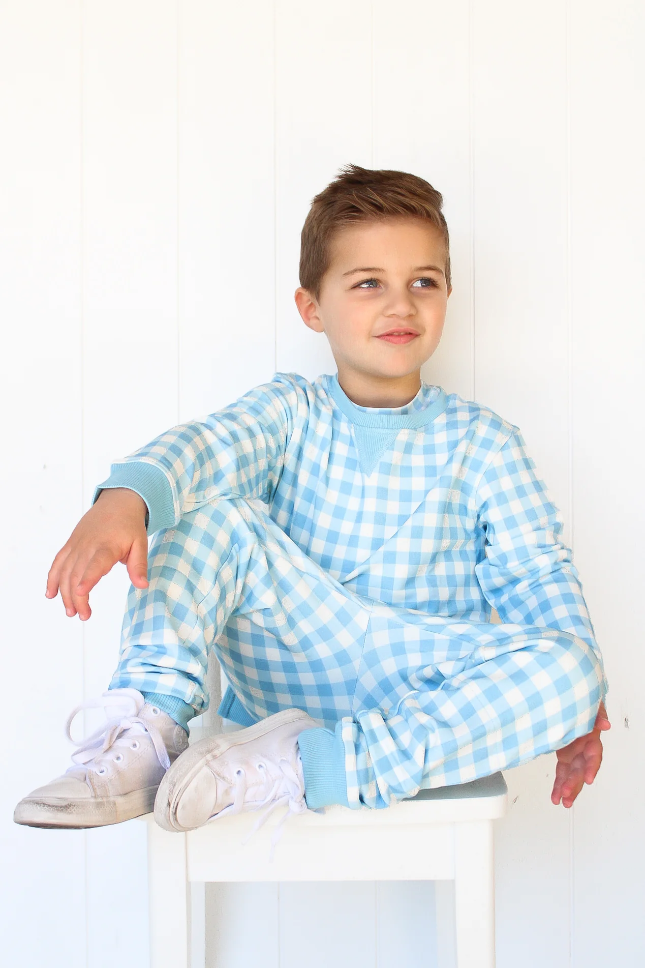 SKY BLUE GINGHAM DREAM JOGGER - Image 3