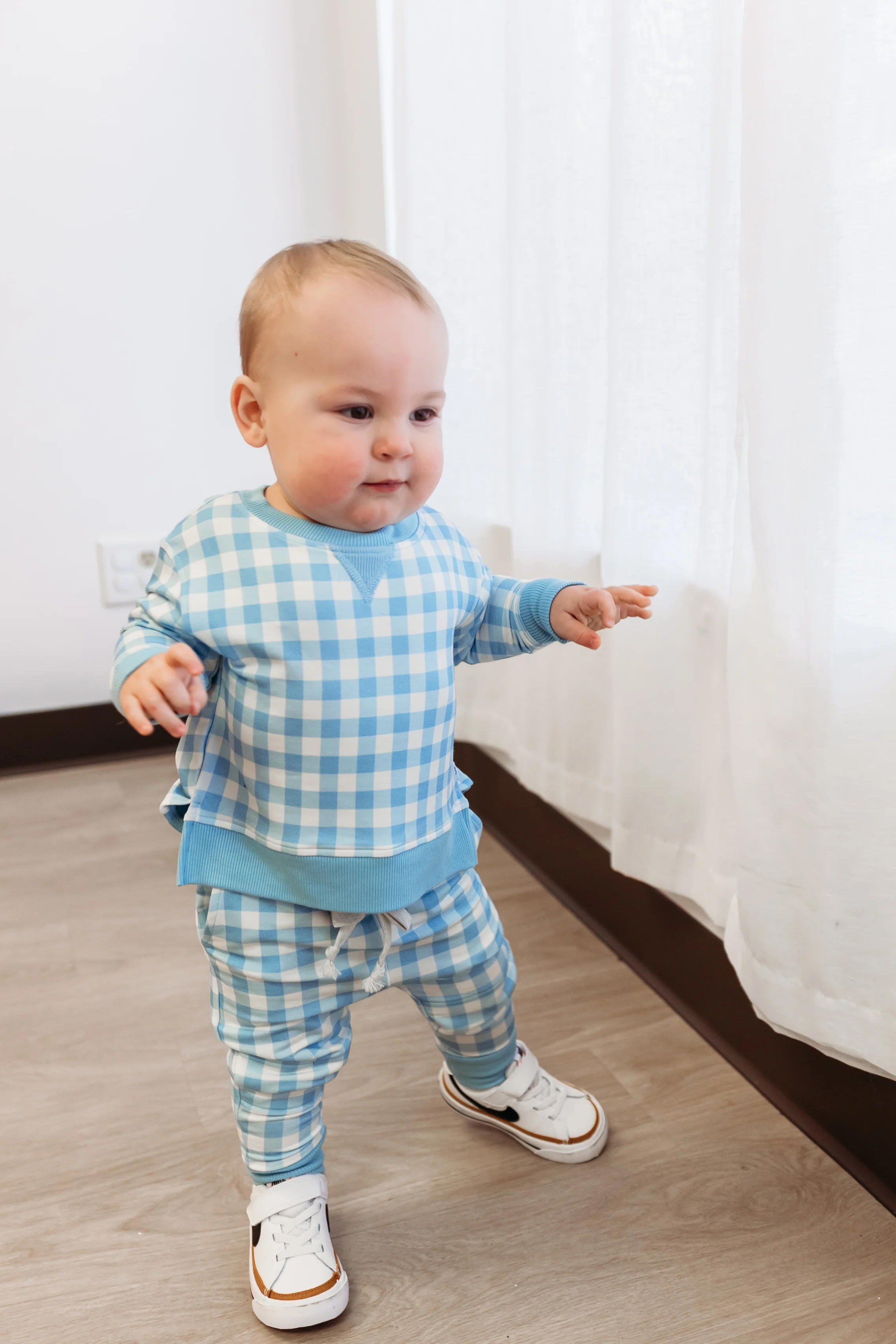 SKY BLUE GINGHAM DREAM JOGGER - Image 9