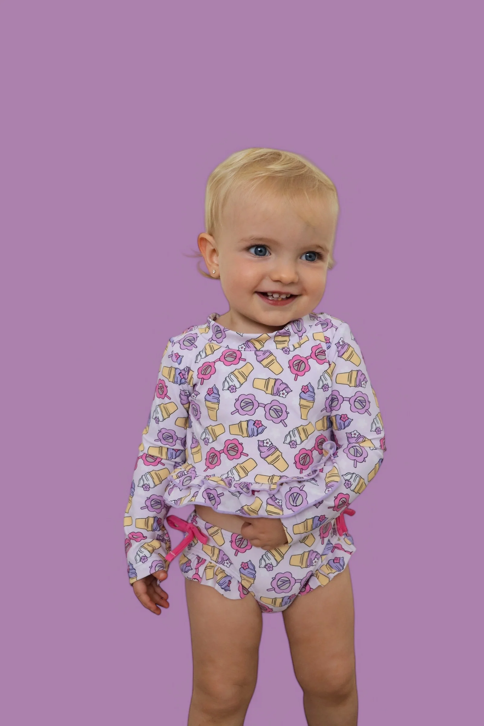 SWEET SUMMER DREAM RASH GUARD RUFFLE TWO-PIECE SWIM SUIT - Image 6