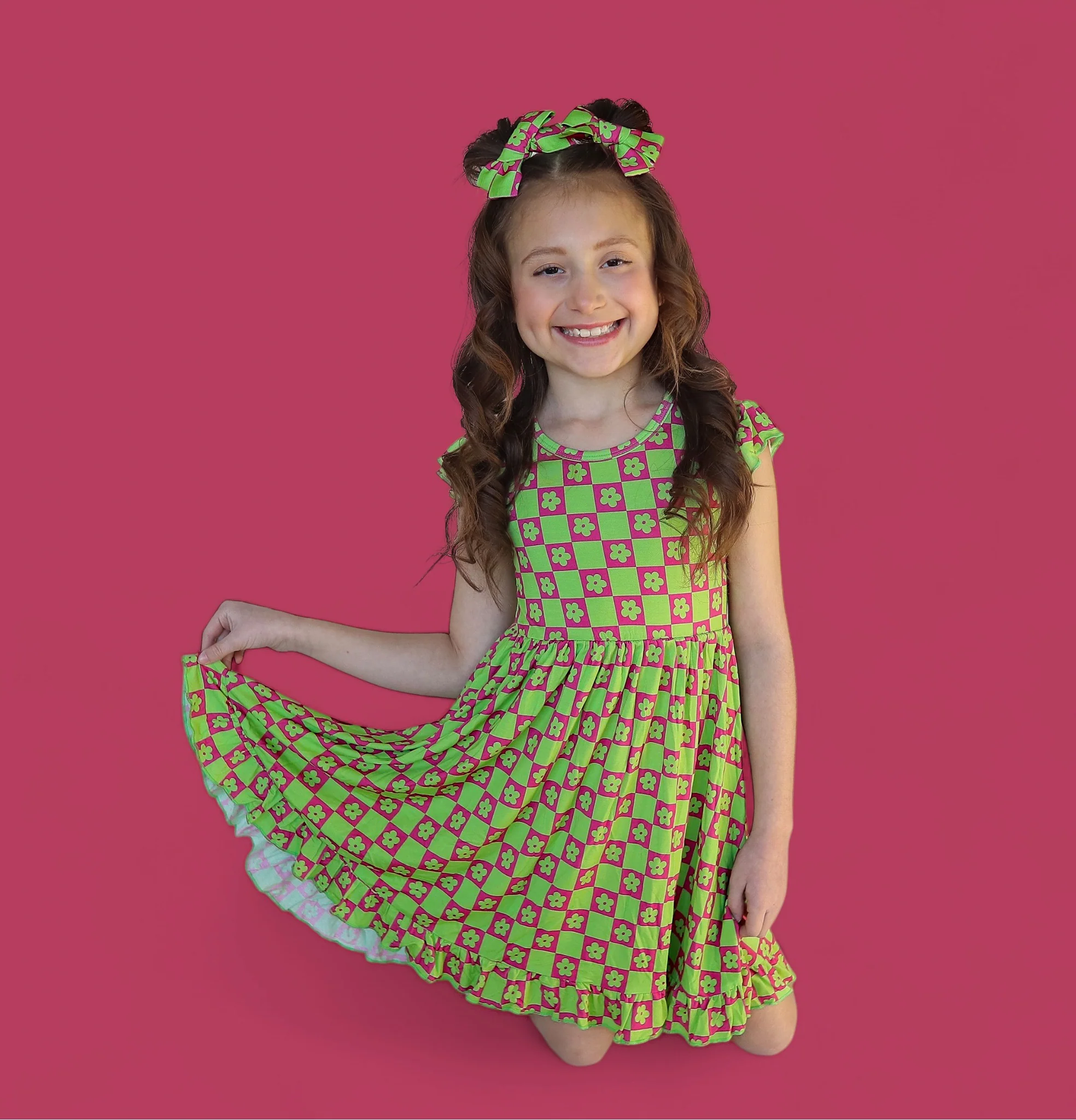 WILD DAISY CHECKERS DREAM RUFFLE DRESS - Image 13