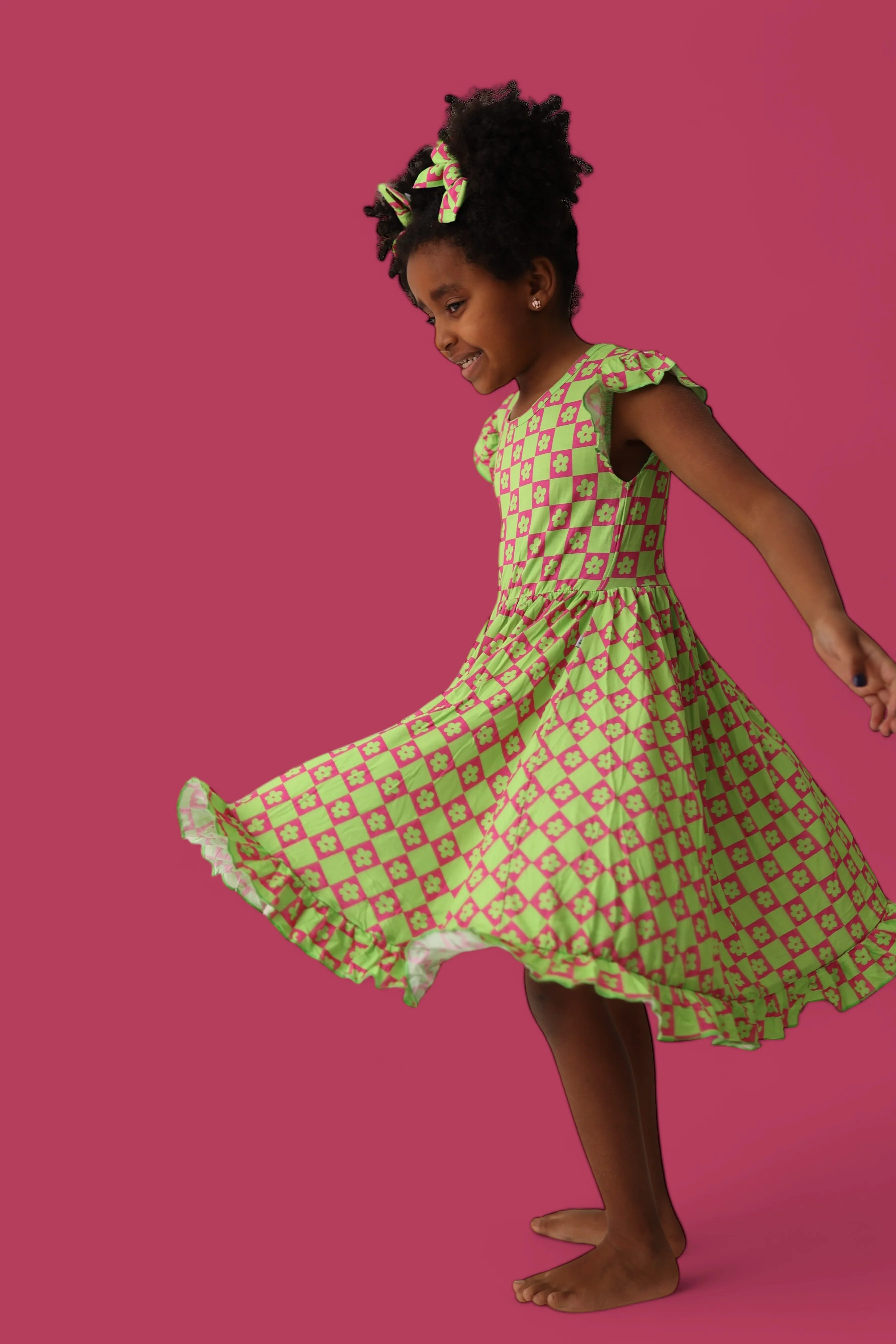 WILD DAISY CHECKERS DREAM RUFFLE DRESS - Image 2